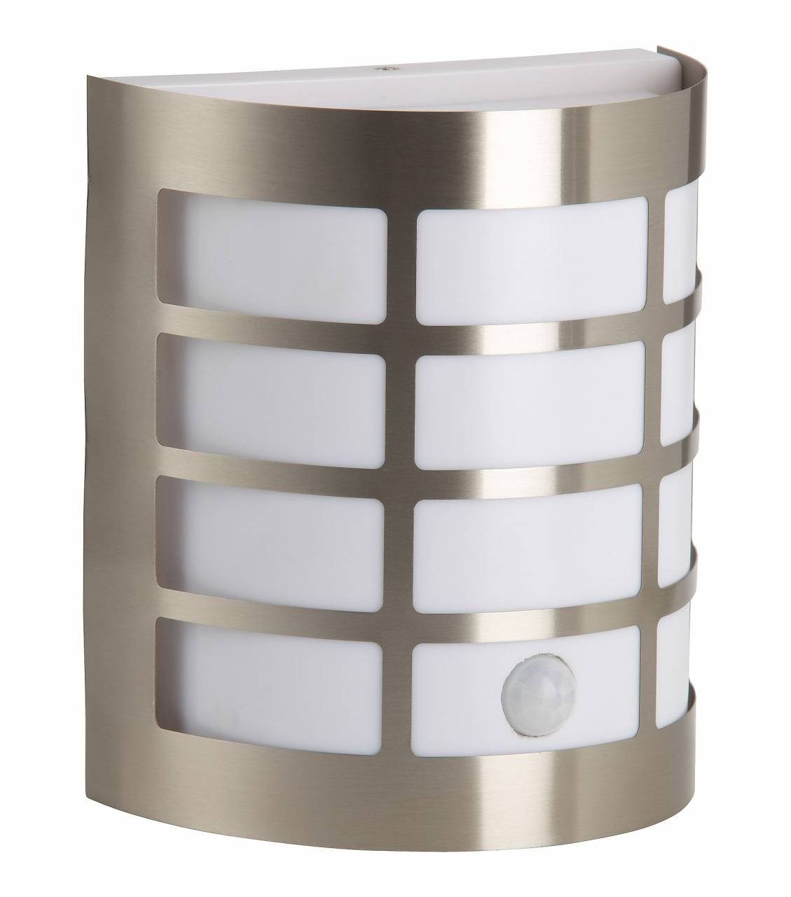 Brilliant LED Außen-Wandleuchte Rune, Lampe Rune Außenwandleuchte  Bewegungsmelder edelstahl 1x A60, E27, 6
