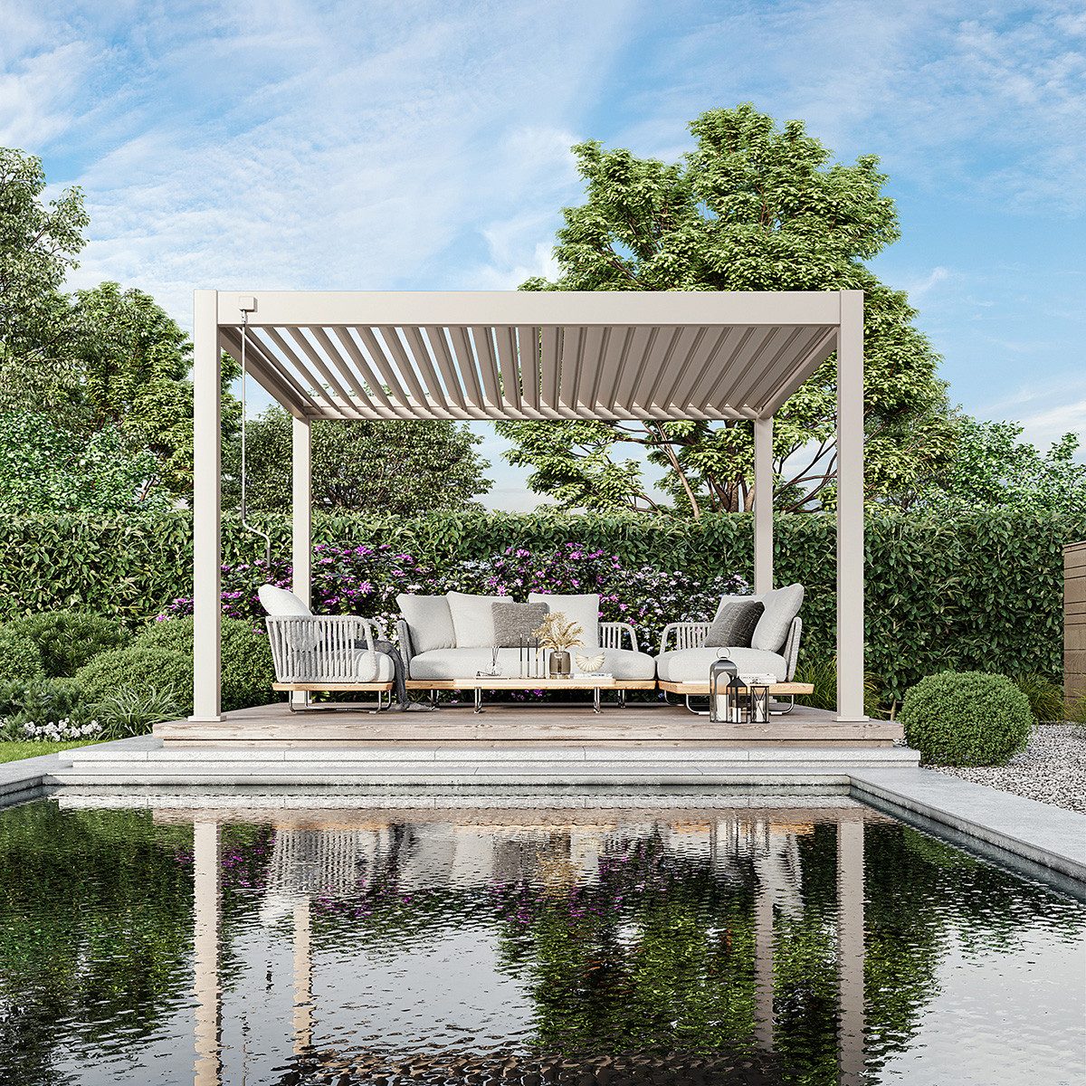 Weide Pergola Deluxe Plus Voll-Alu Pergola 4 x 4 M Ivory Sand Pergola, BxTxH: 400x400x255 cm