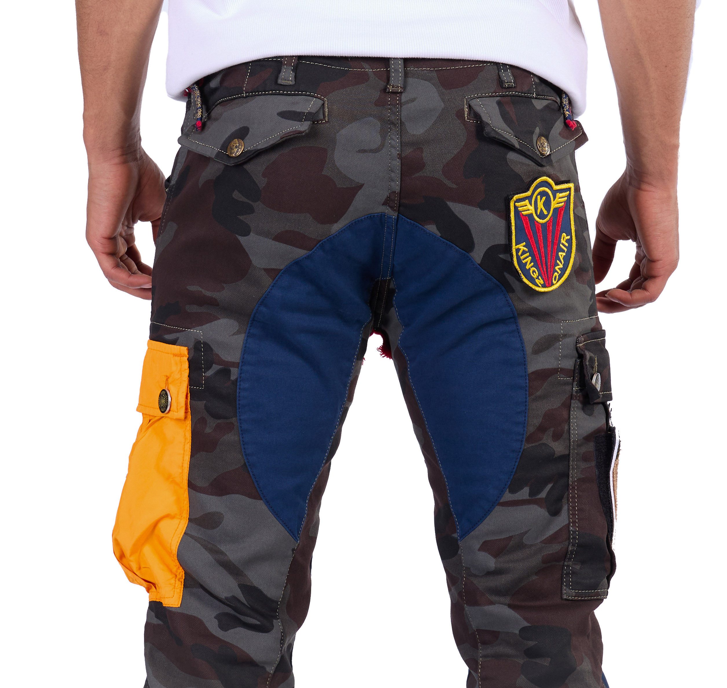 KINGZ Slim-fit-Jeans Herren Designer Camouflage Cargohose