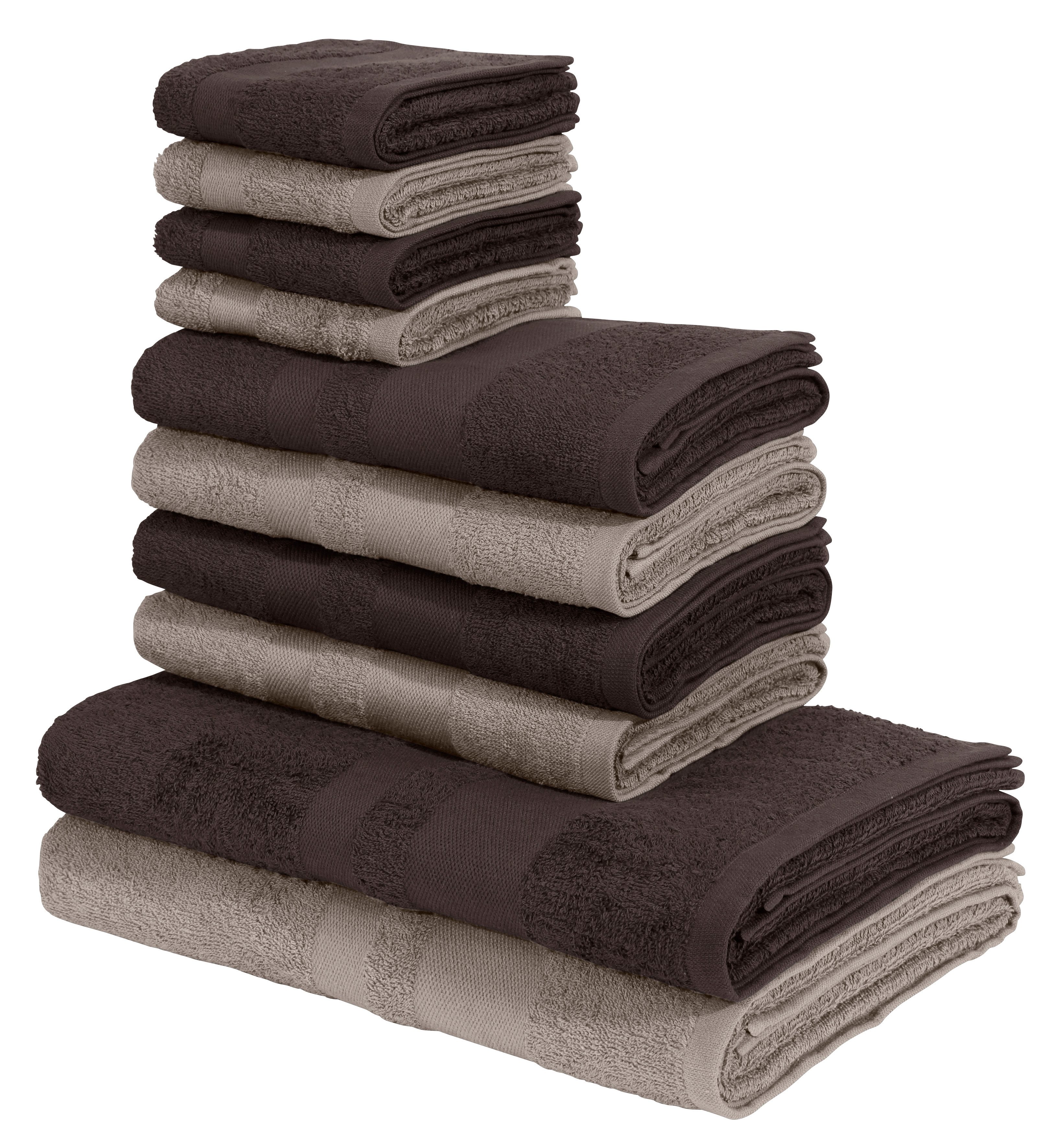 OTTO home Handtuch Set Vanessa, 10-tlg Handtuch-Set, weich, in Standard- und Premium-Qualität, Walkfrottee (Set, 10-St), 100% Baumwolle, Duschtücher, Handtücher, Gästetücher, mit Bordüre