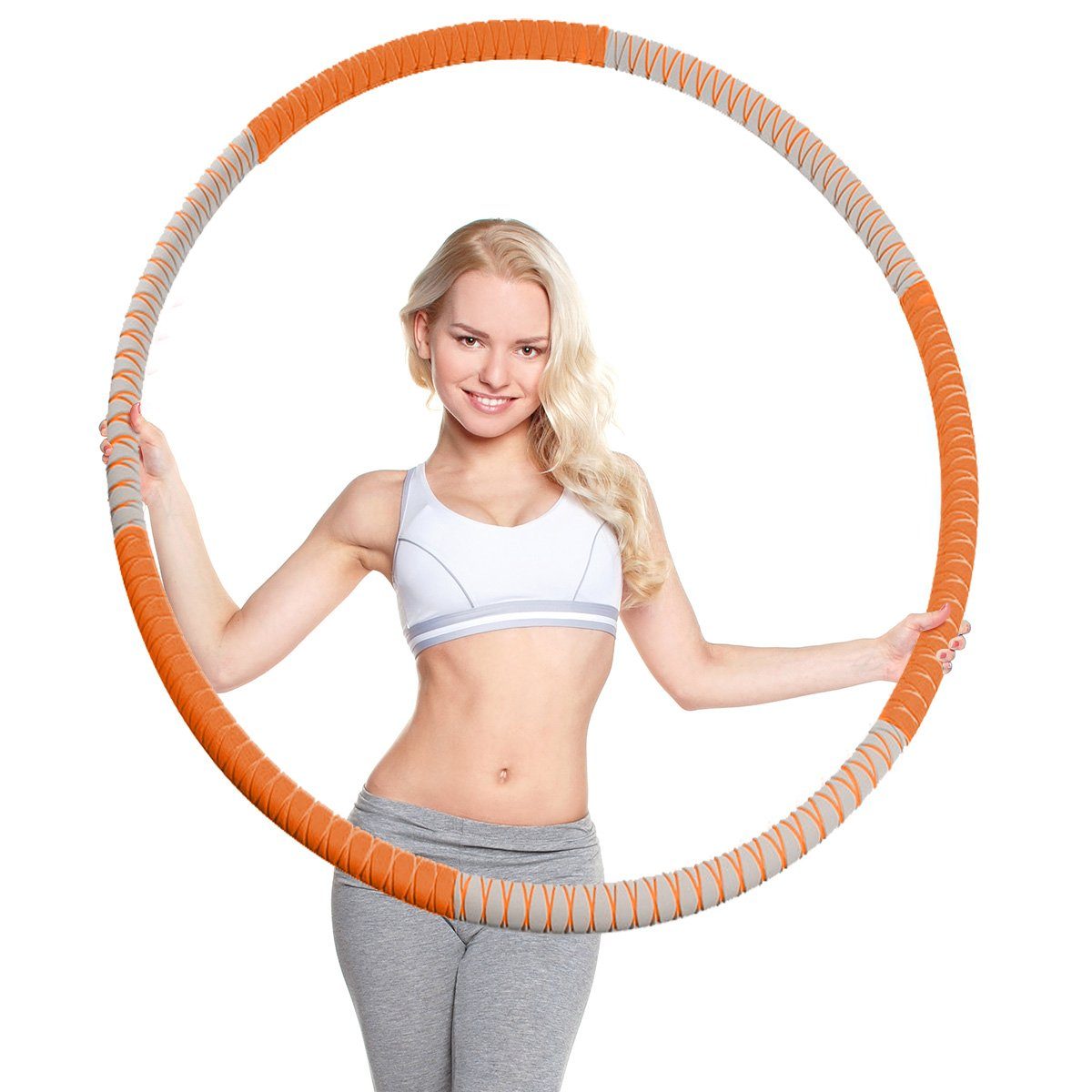 7Magic Hula-Hoop-Reifen, Edelstahl Kern beschwert Hula Hoops 8 Sektionen  abnehmbar Fitness Workout