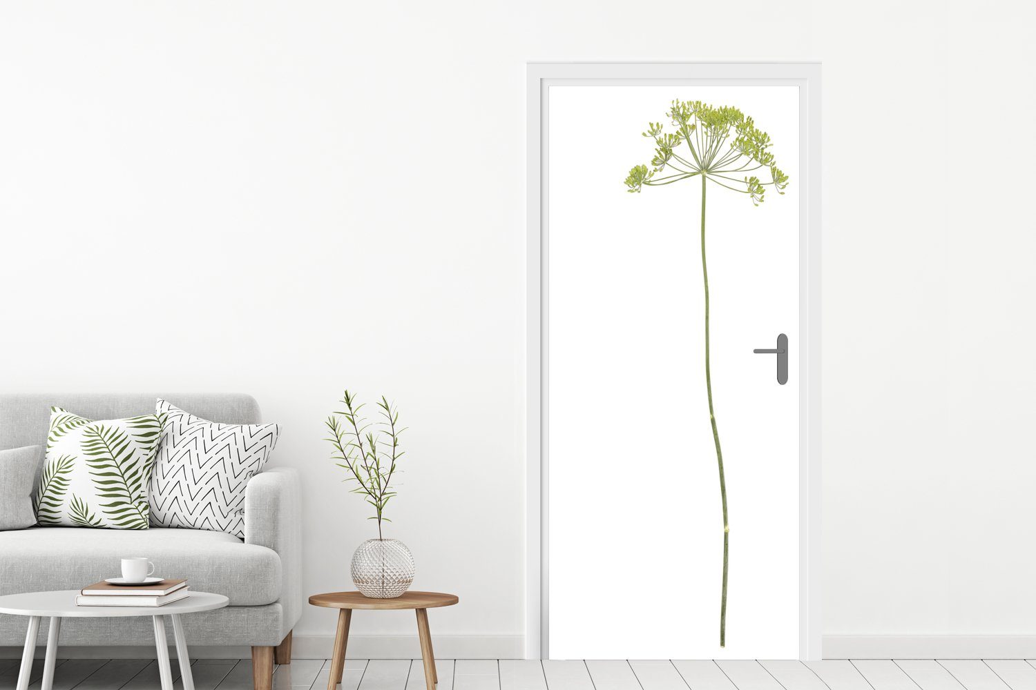 Eine einsame Tür, 75x205 cm Hintergrund, Türaufkleber, MuchoWow für Anispflanze Matt, weißem St), Türtapete Fototapete vor bedruckt, (1