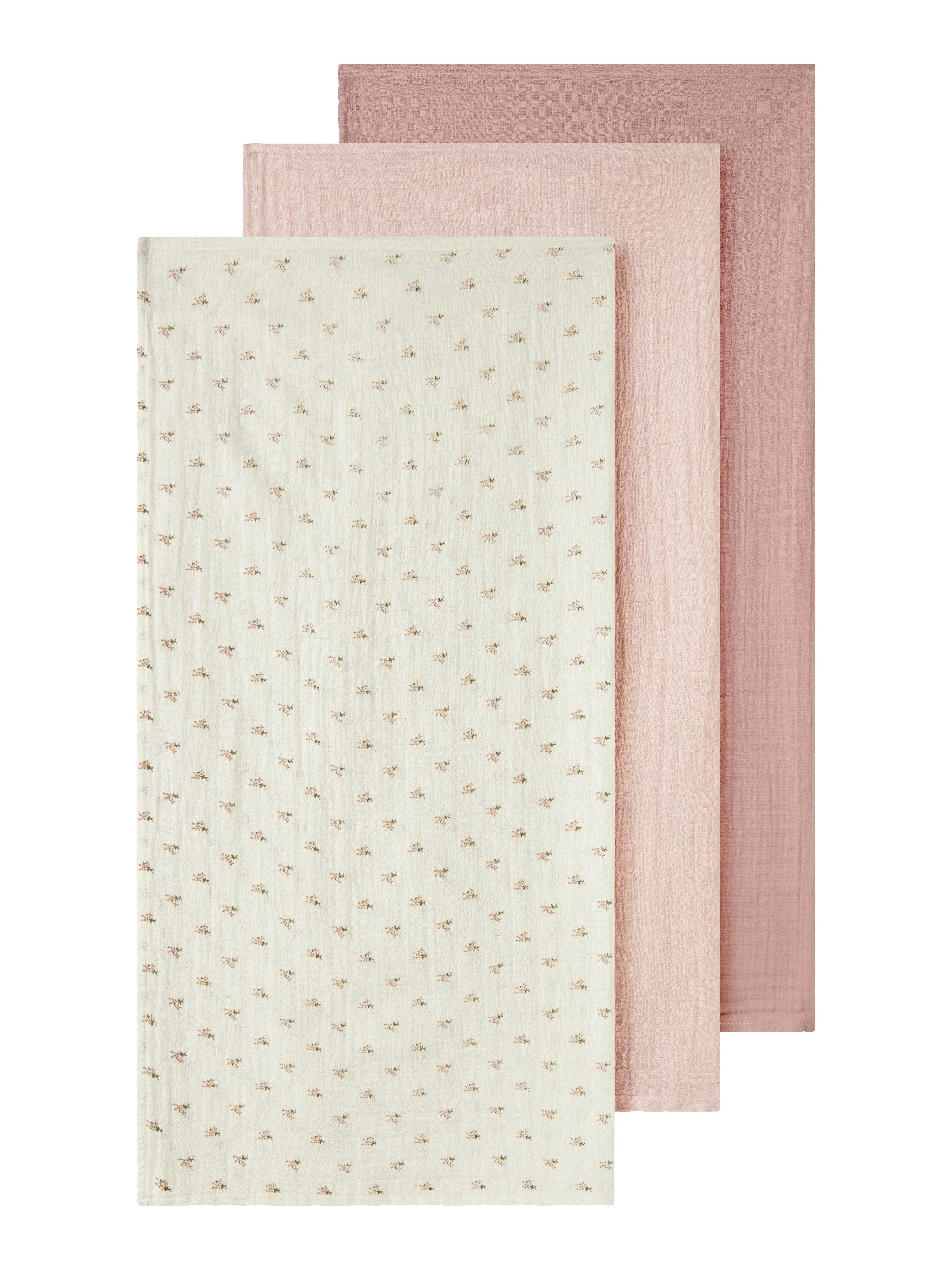 Lil' Atelier Multifunktionstuch NBNISLEYS 3PACK NAPPIES LIL NOOS, (Packung, 3-St), aus Baumwolle, bequeme Passform, mit Blumenmuster und Uni-Look