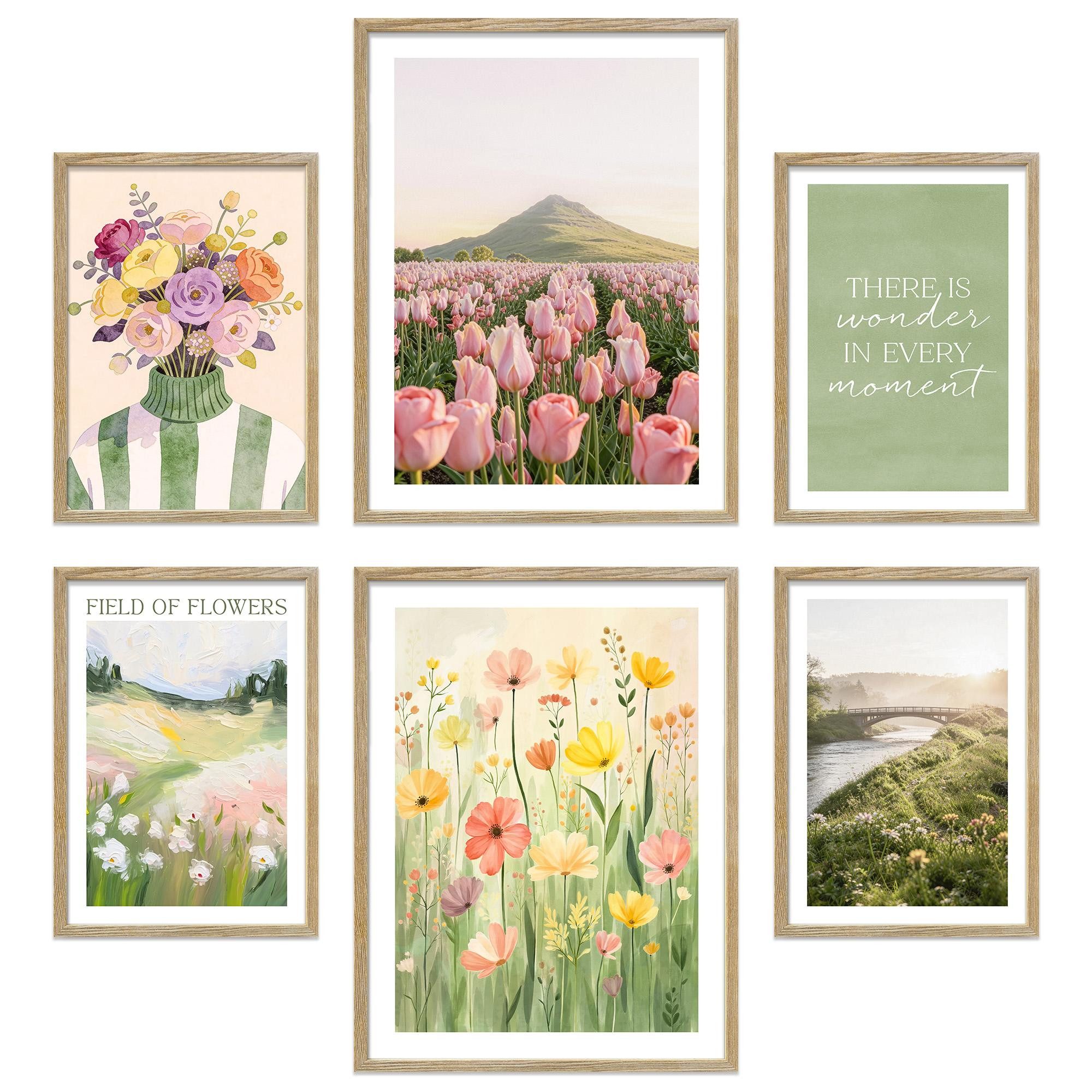 ARTFAVES Bilder-Collage Poster Set Spring Dreams I mehrteilige Bilderwand I Wandbilder Fruehli, (Wandbilder modern, 6 St)