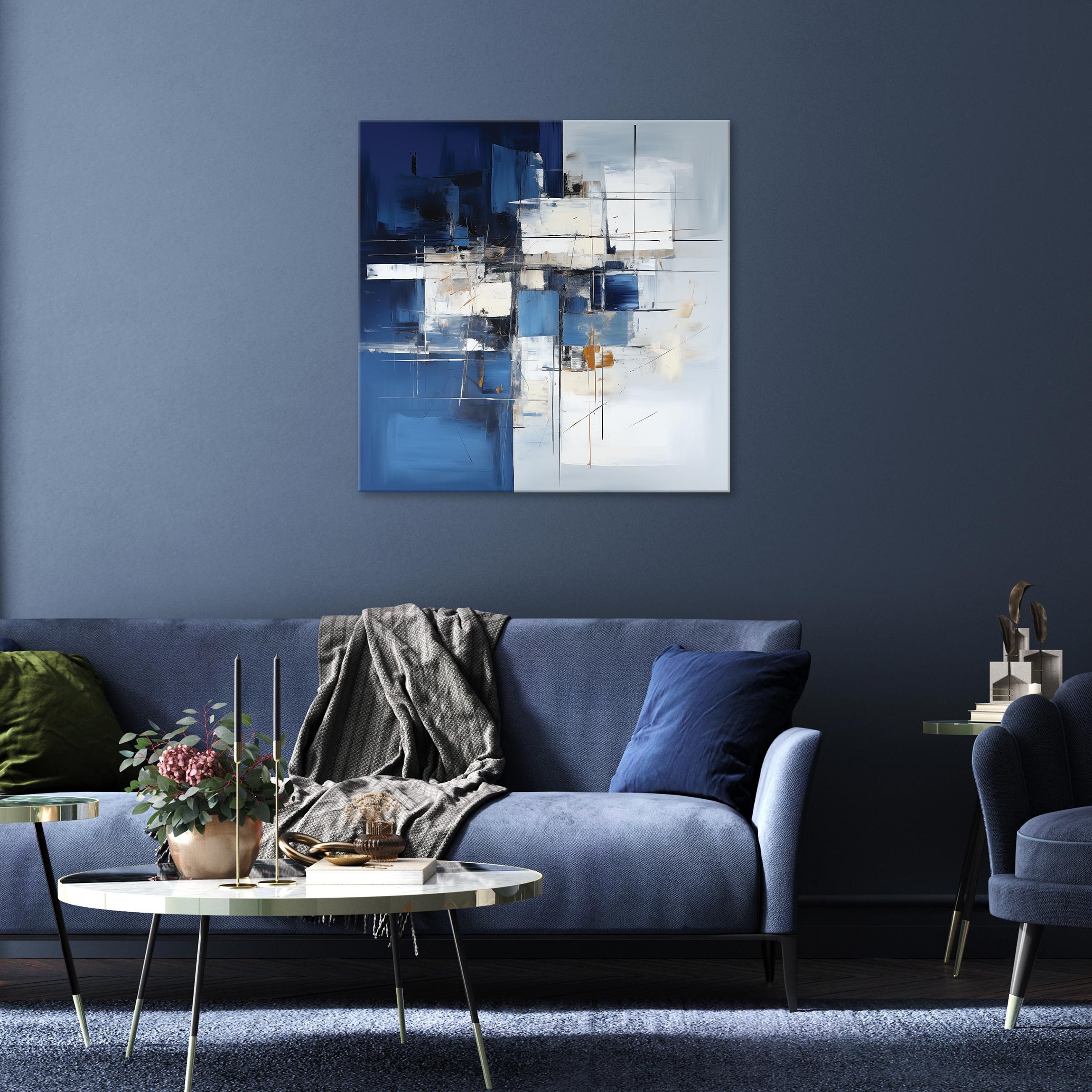 Wallarena Leinwandbild Abstrakt Grau Blau Wandbild XXL Wand Deko Leinwand B günstig online kaufen