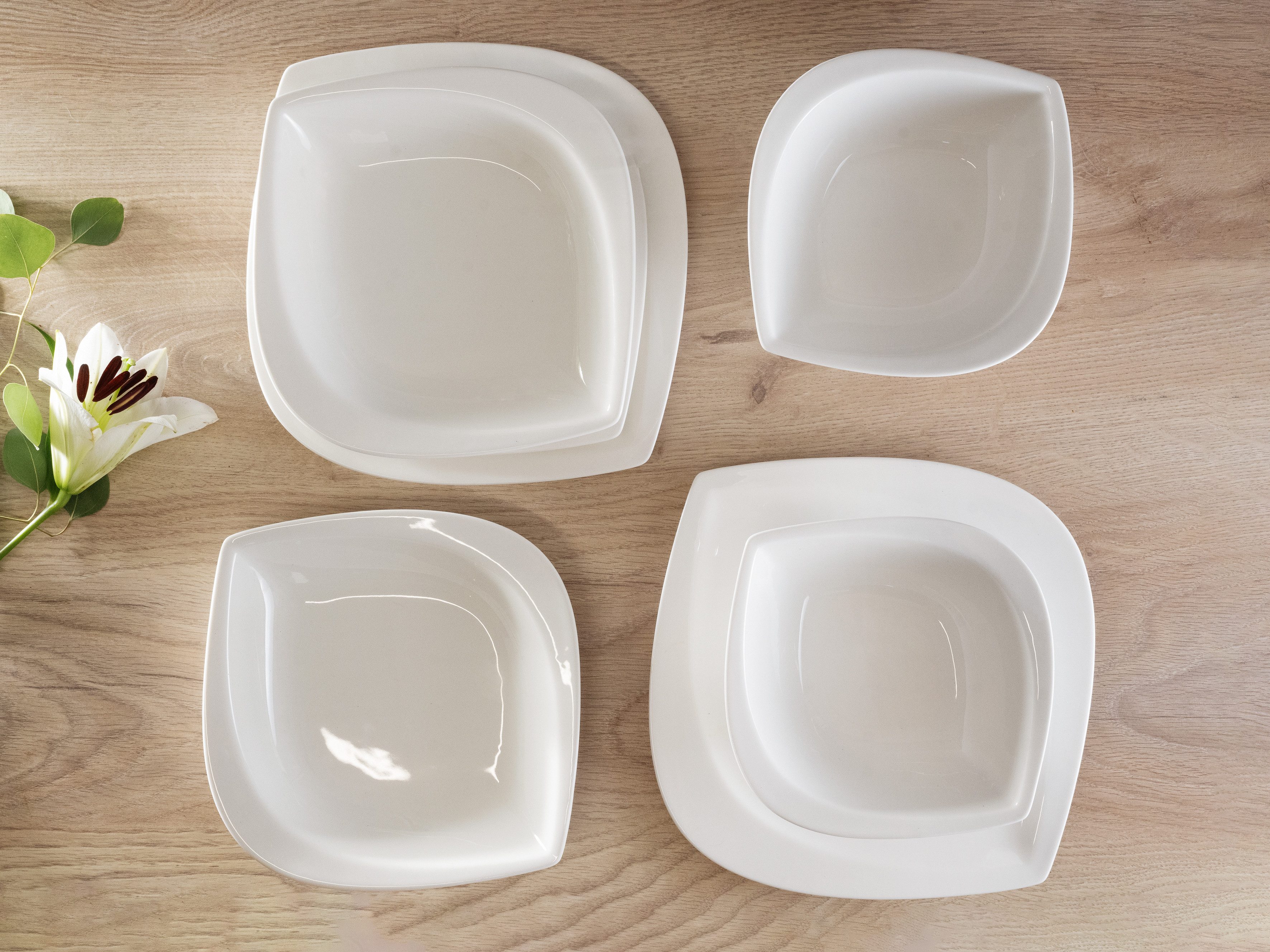 CreaTable Kombiservice Melbourne (16-tlg), 4 Personen, Porzellan, extravagante Form