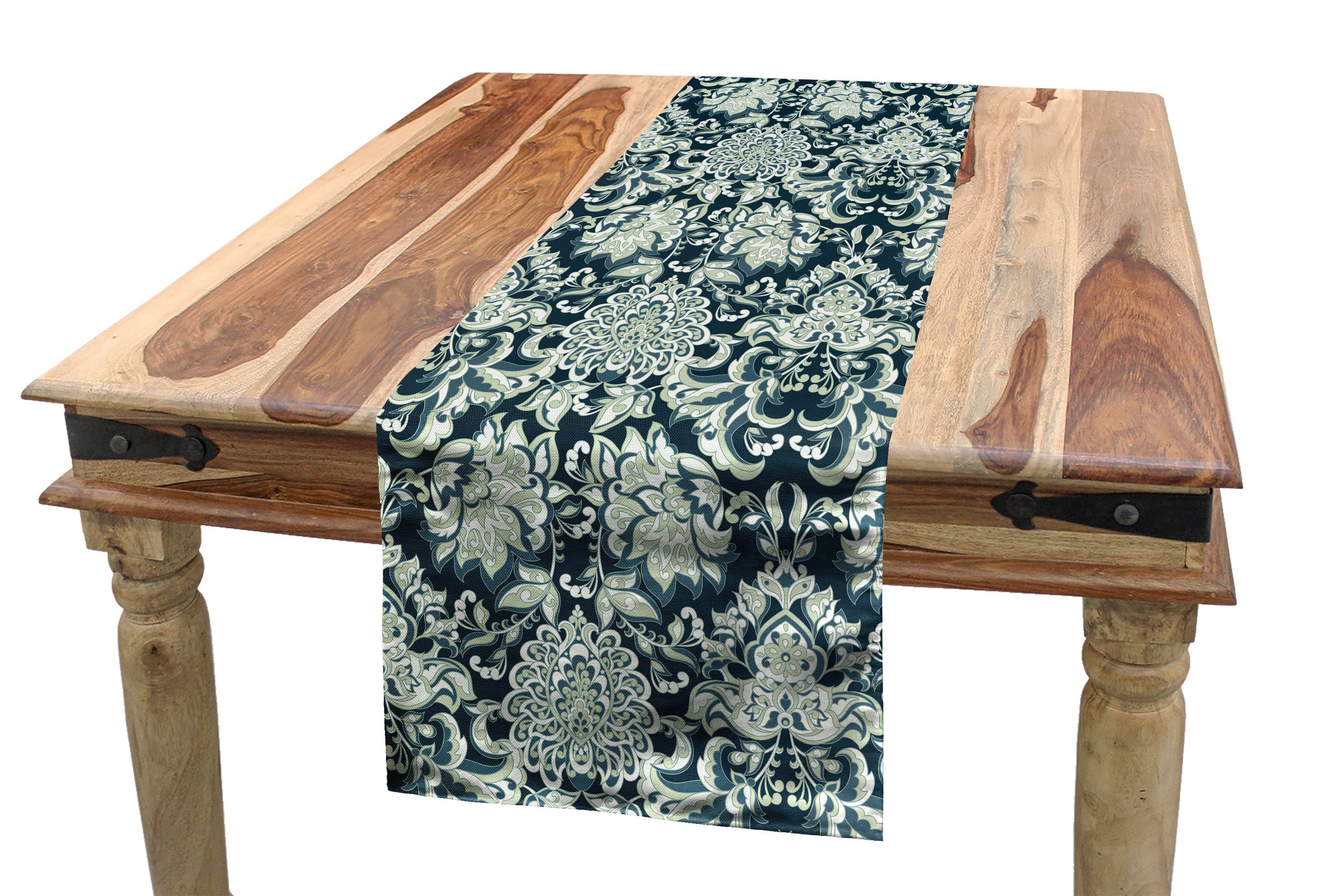 Esszimmer Tischläufer, Dekorativer Victorian-Blatt-Muster Jahrgang Rechteckiger Tischläufer Abakuhaus Küche