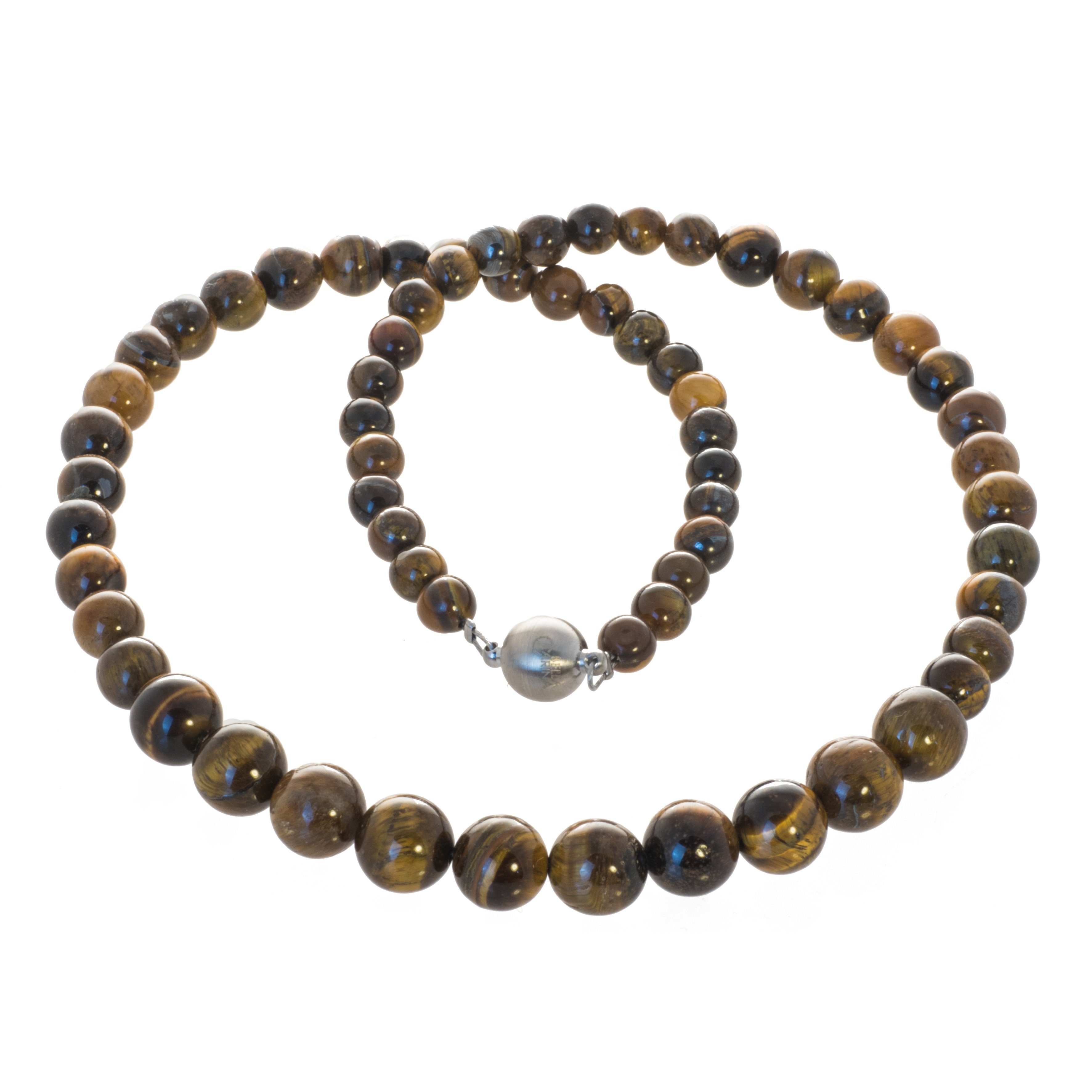 Perlenkette Kette mit Tigerauge Perlen 10 - 6 mm, mit Tigerauge Perlen günstig online kaufen