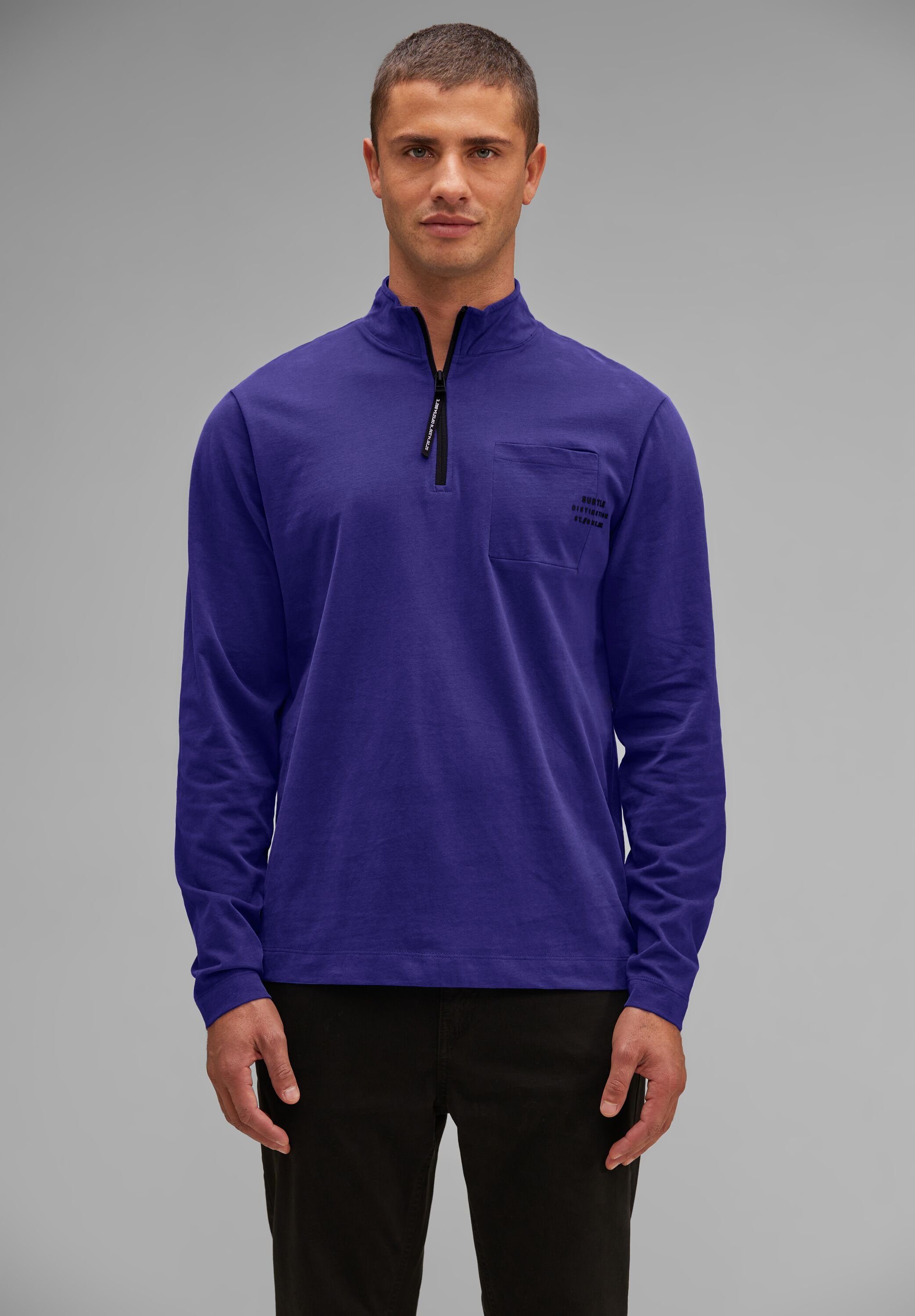 STREET ONE MEN Stehkragenshirt, aus reiner Baumwolle günstig online kaufen