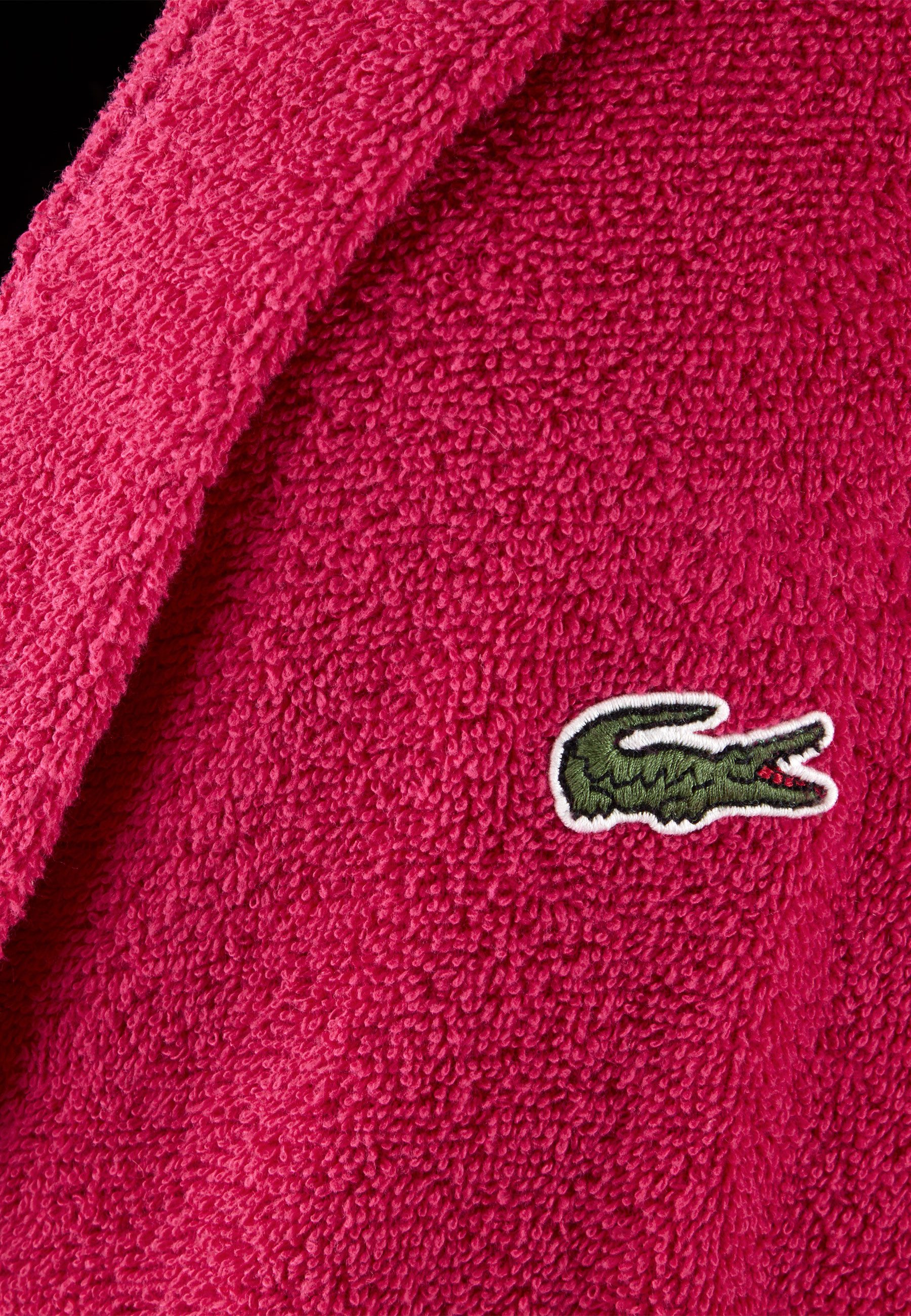 Lacoste Bademantel LOPEN, Langform, Baumwolle, Kapuze, Gürtel, mit gesticktem Logo Krokodil, 100& Baumwolle