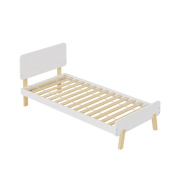 Gotagee Kinderbett Kinderbett Einzelbett 90x190cm Holzbett mit Lattenrost Bettgestell