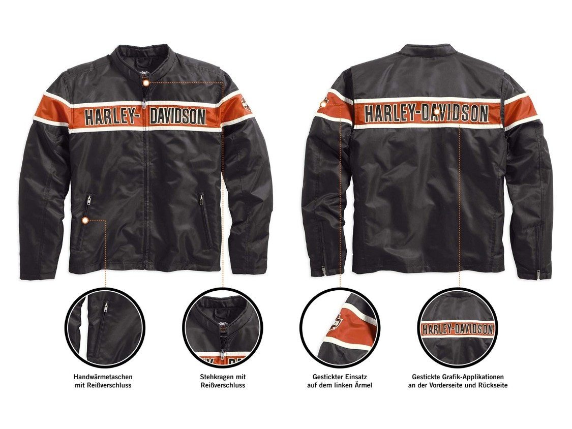 HARLEY-DAVIDSON Motorradjacke Herren Generations Casual Outdoor Freizeitjacke Funktionsjacke Gestickte Grafik-Applikationen.