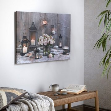 Art for the home LED-Bild Cosy Kerzen LED 60x90cm, (1 St)