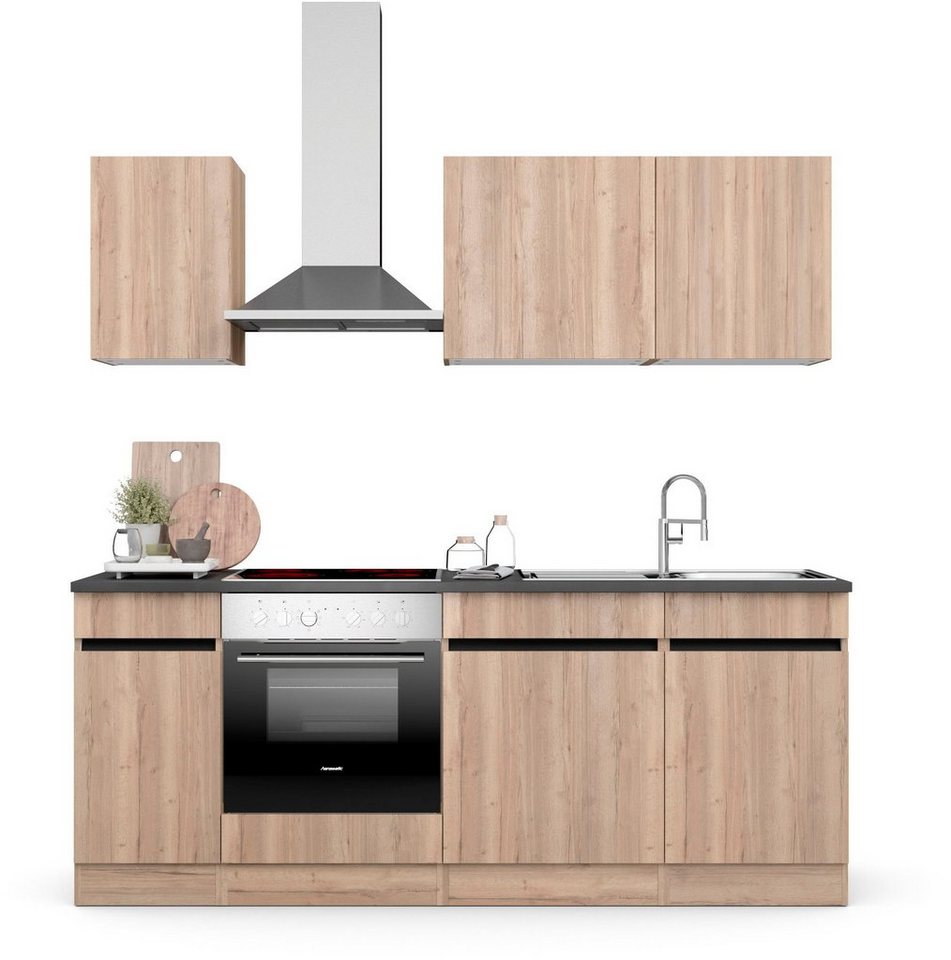 OPTIFIT Küche Safeli, Breite 210 cm, wahlweise mit oder ohne Hanseatic-E- Geräte, Mit 38 mm starker Arbeitsplatte