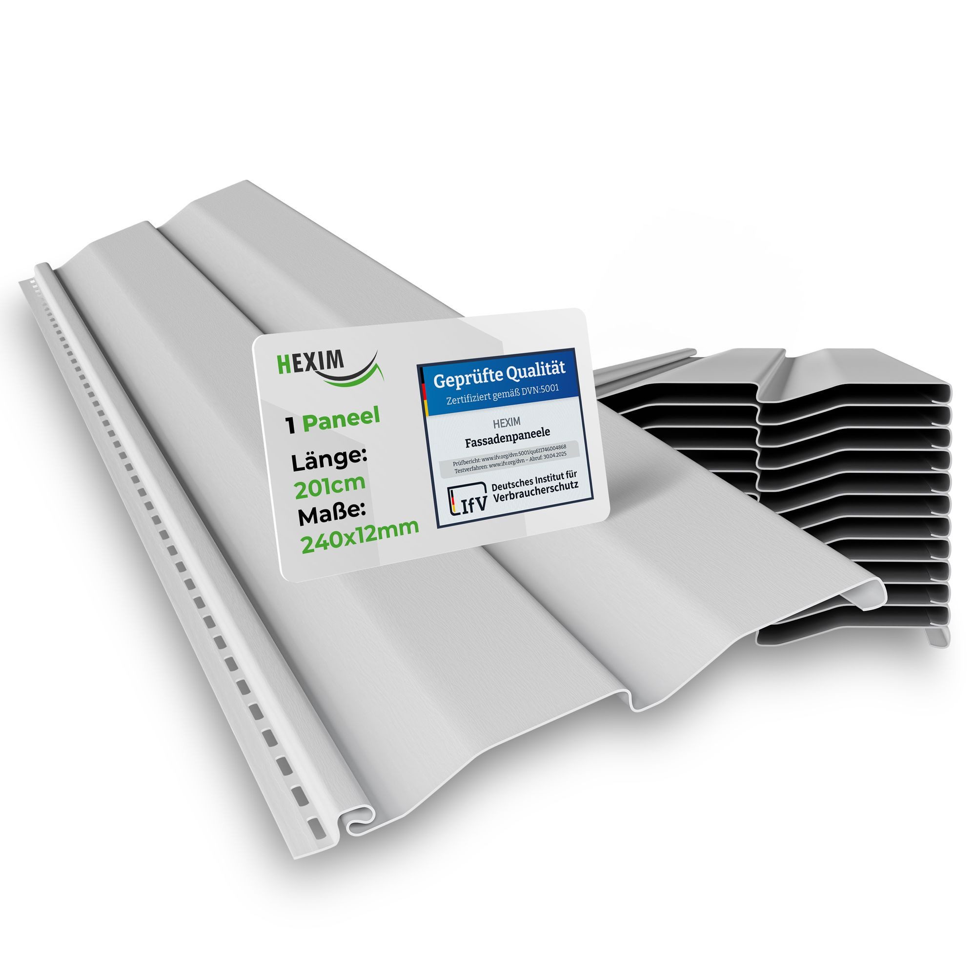 Hexim Verkleidungspaneel, (Siding Fassadenpaneele außen Fassadenverkleidung wetterfest Kunststoffpanelee PVC-U Verkleidung Außenwand Hausverkleidung UV-beständig - (1 Paneel weiß 0,48QM)