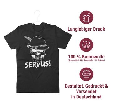 Shirtracer T-Shirt Totenkopf Servus! - weiß Mode für Oktoberfest Herren