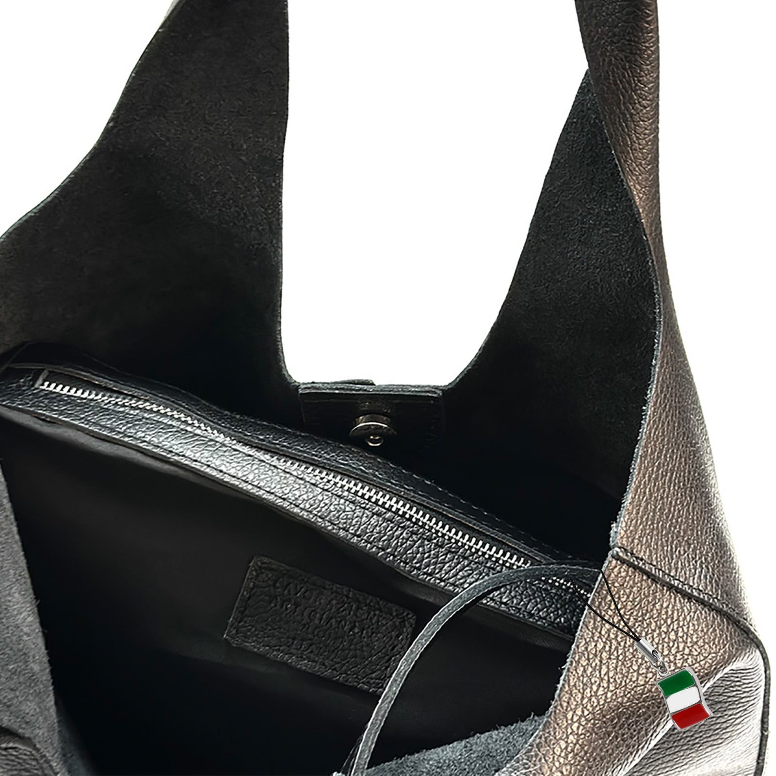 FLORENCE Shopper Florence Damen Shopper Leder Tasche (Shopper), Damen Shopper Echtes Leder, schwarz ca. 38cm hoch