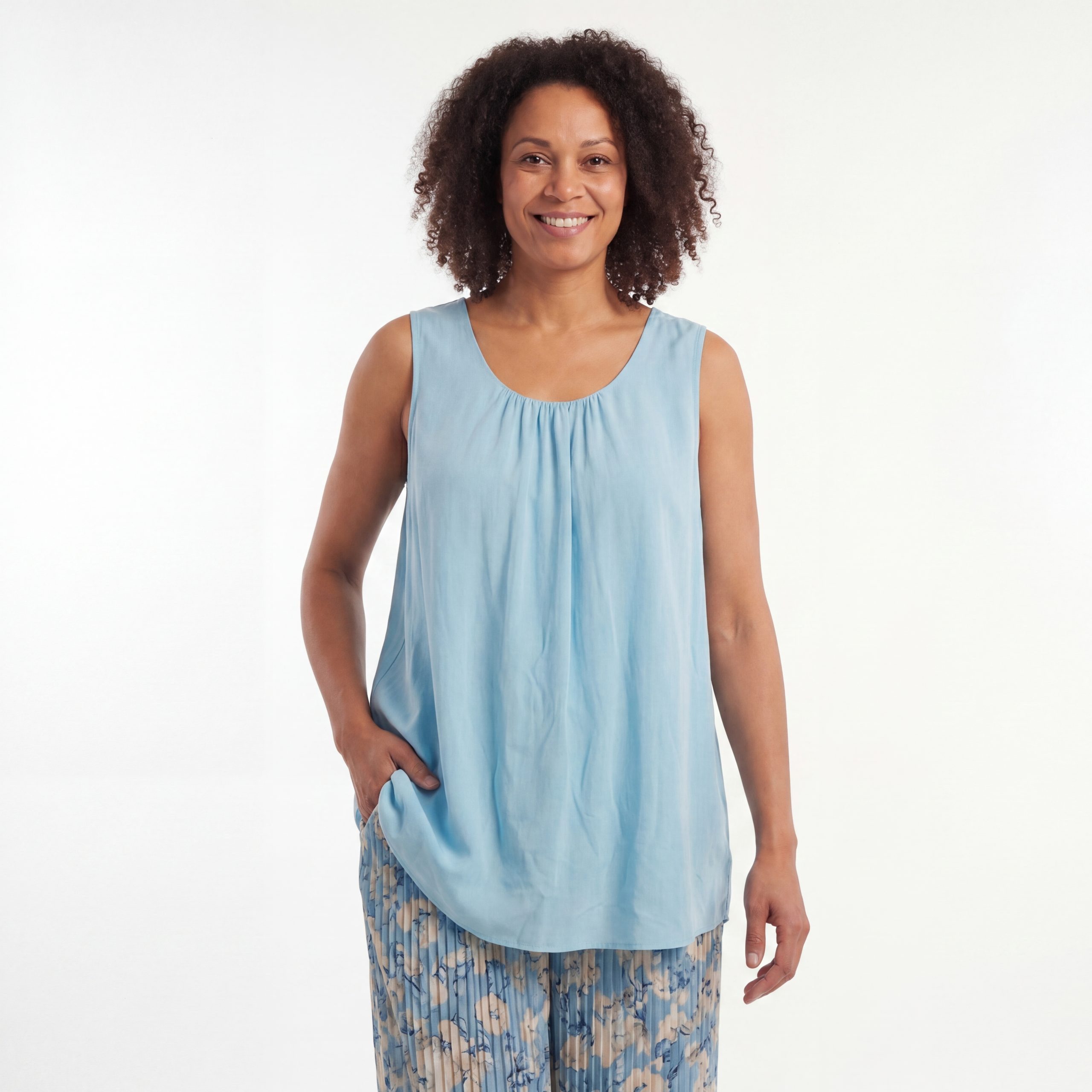 OriginalYou Trägertop Damen Long Top Sommer Oberteil ärmelloses Strandshirt mit Innentop für blickdichten Tragekomfort, erhältlich von 36-50
