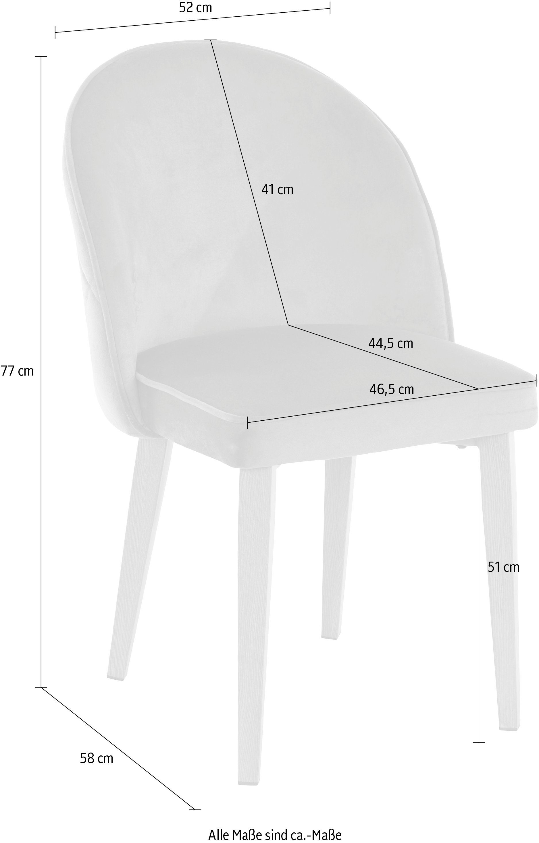 aus Leonique Knöpfen, Sitzhöhe Georges anthrazit cm Esszimmerstuhl mit | und Sitz Gestell St), mit anthrazit/eiche Metall, Nähten (2 51