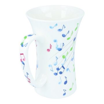 Könitz Becher "Flying Notes", Mega Mug aus Porzellan mit bunten Noten und geschwungenen Notenlinien