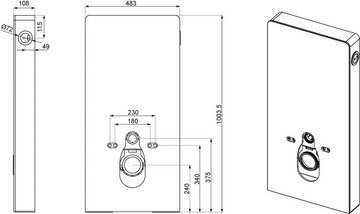 SANITOP WINGENROTH Vorwandelement WC, Vorwandelement mit Unterputz-Spülkasten, direkt anschließbar, Zwei-Mengen-Spülung seitlich, Unterputz, Frontplatte Hartglas, 303842