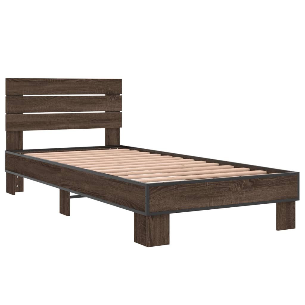vidaXL Bett Bettgestell Braun Eichen-Optik 90x200 günstig online kaufen
