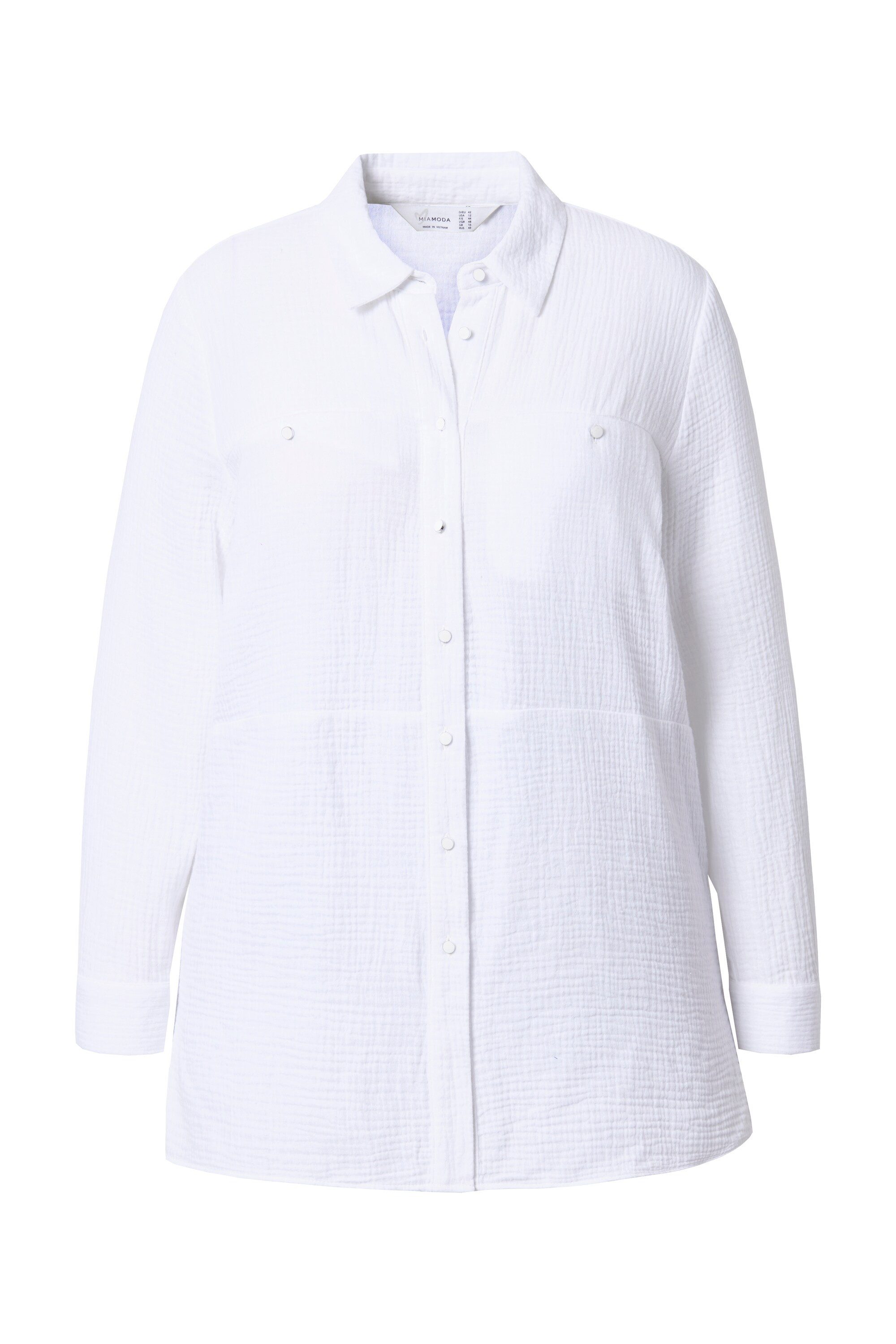 MIAMODA Longbluse Bluse A-Linie Musselin Ziernähte günstig online kaufen