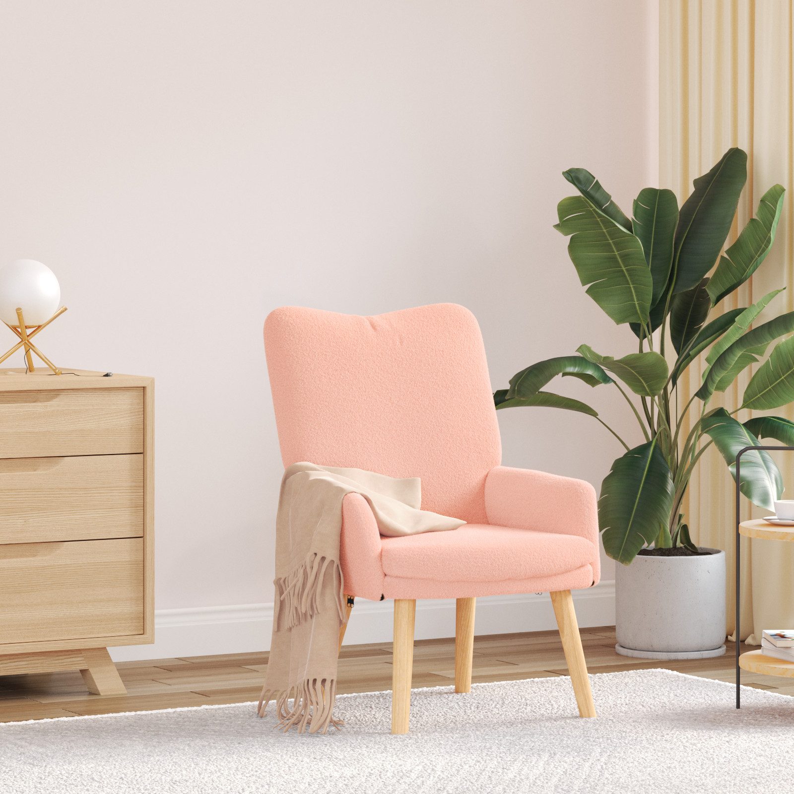vidaXL Sessel Relaxsessel Rosa Wollähnlicher Stoff günstig online kaufen