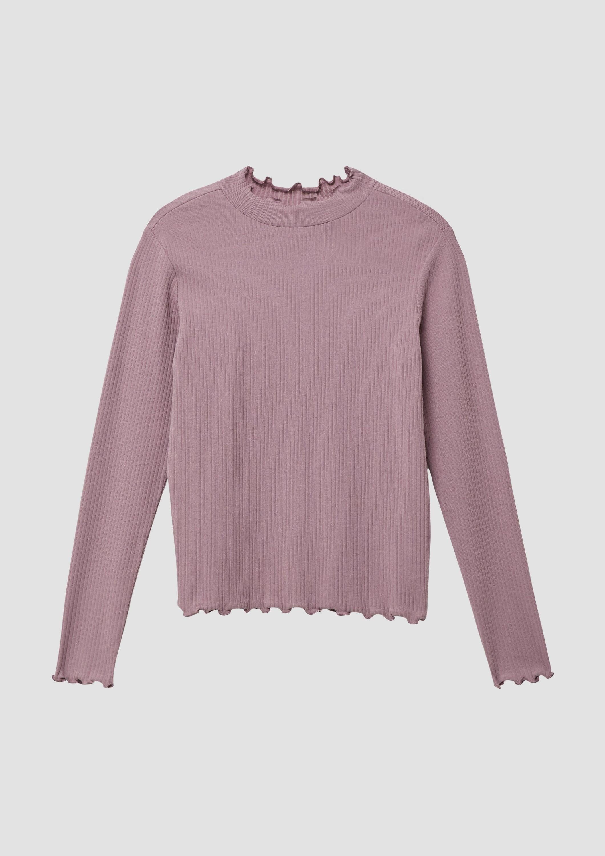 s.Oliver Langarmshirt T-Shirt Geripptes Langarmshirt im Slim Fit mit Rollsaum