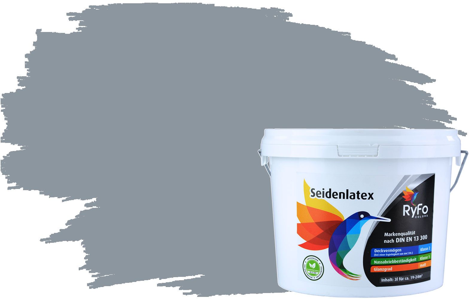 RyFo Colors Wand- und Deckenfarbe Seidenlatex Trend Grautöne, 1 L reicht für ca. 8 m², Hohe Reinigungsfähigkeit,diffusionsfähig,strukturerhaltend,geruchsarm