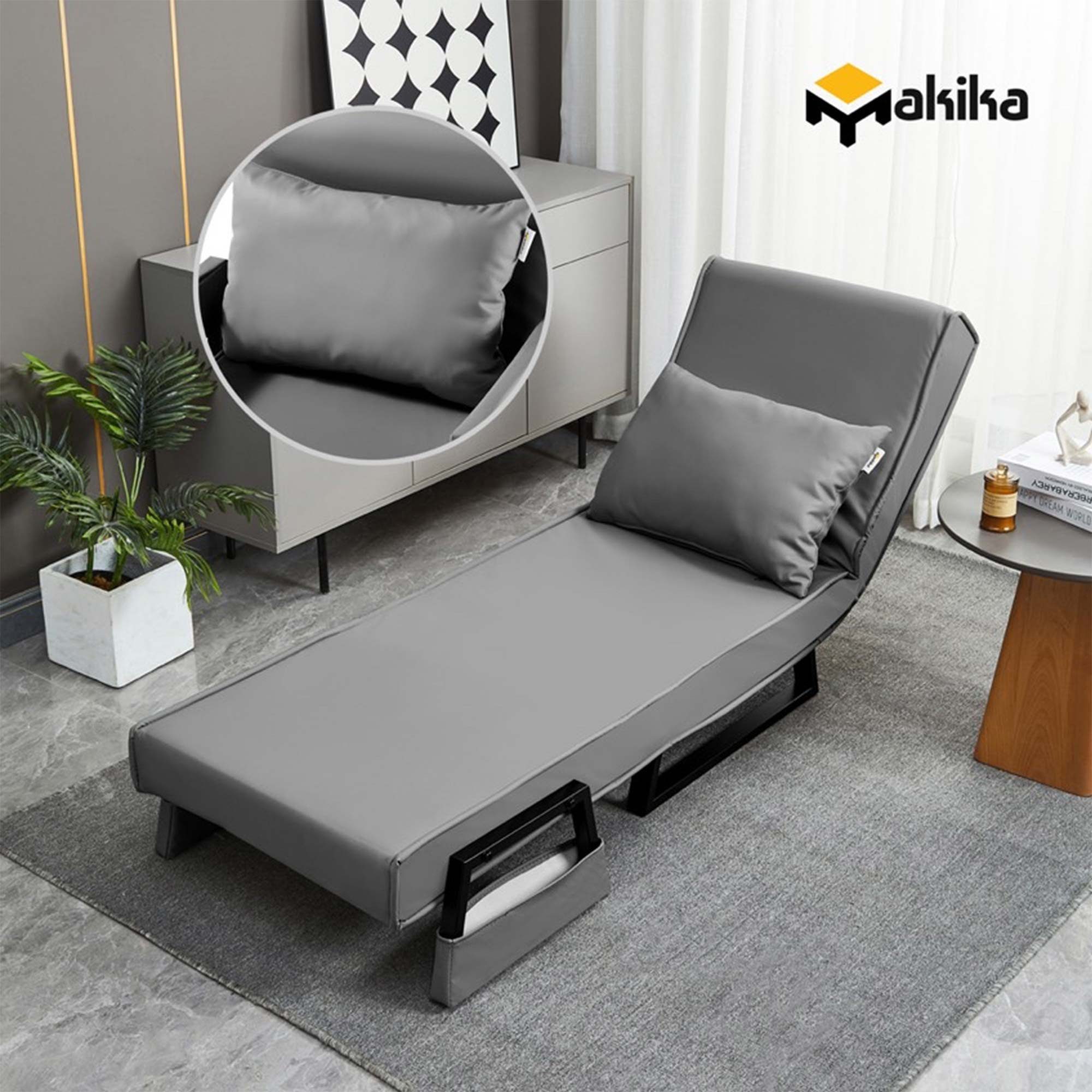 Makika Relaxliege Schlafsessel Schlafsofa Rio Kunstleder klappbar in Grau günstig online kaufen