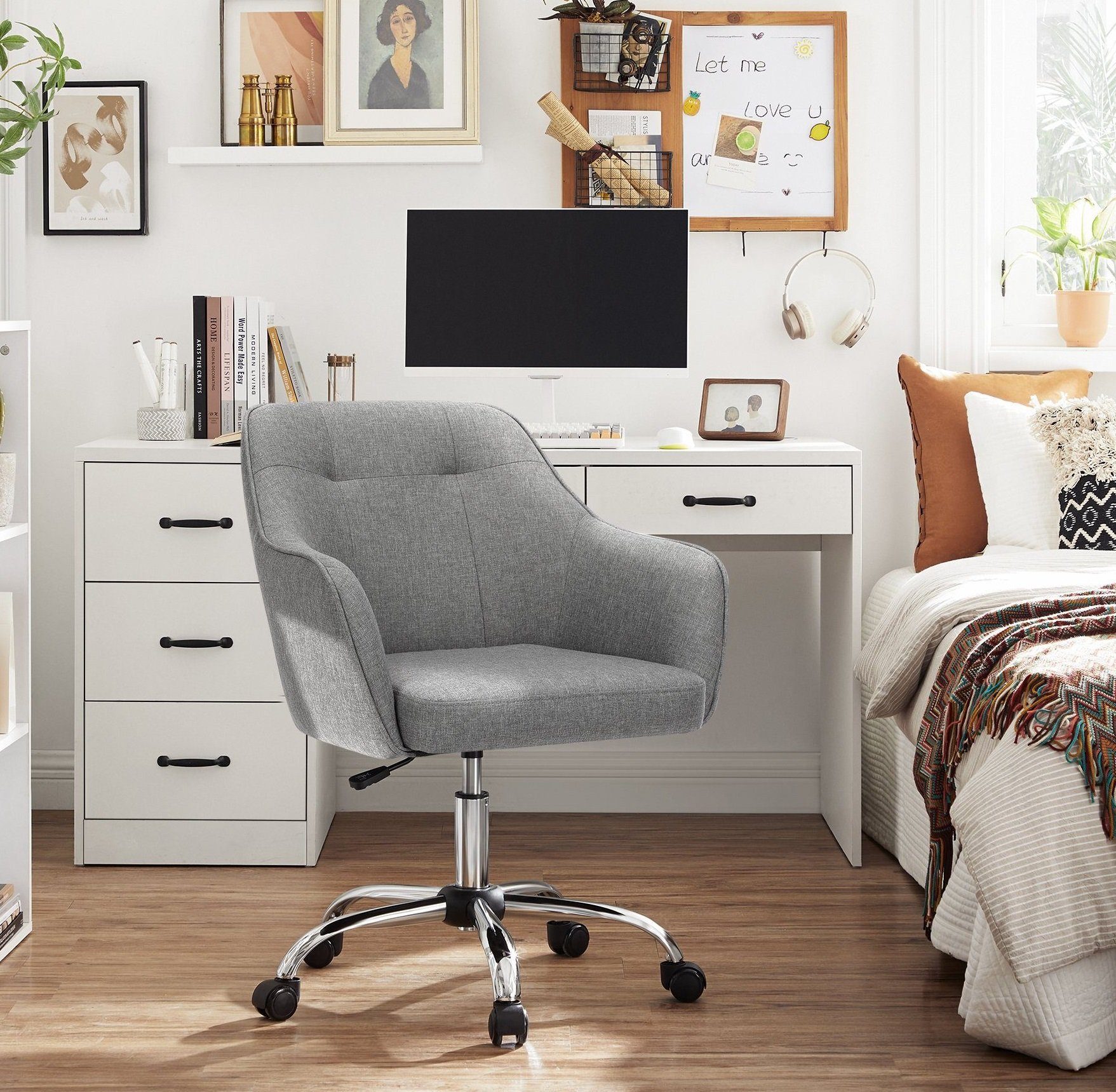 SONGMICS Bürostuhl (1 St), höhenverstellbar, atmungsaktiv, Baumwoll-Leinen- günstig online kaufen