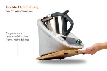 eVendix Küchenmaschinen Zubehör-Set Gleitbrett für Thermomix TM5 & TM 6, aus geöltem Eichenholz