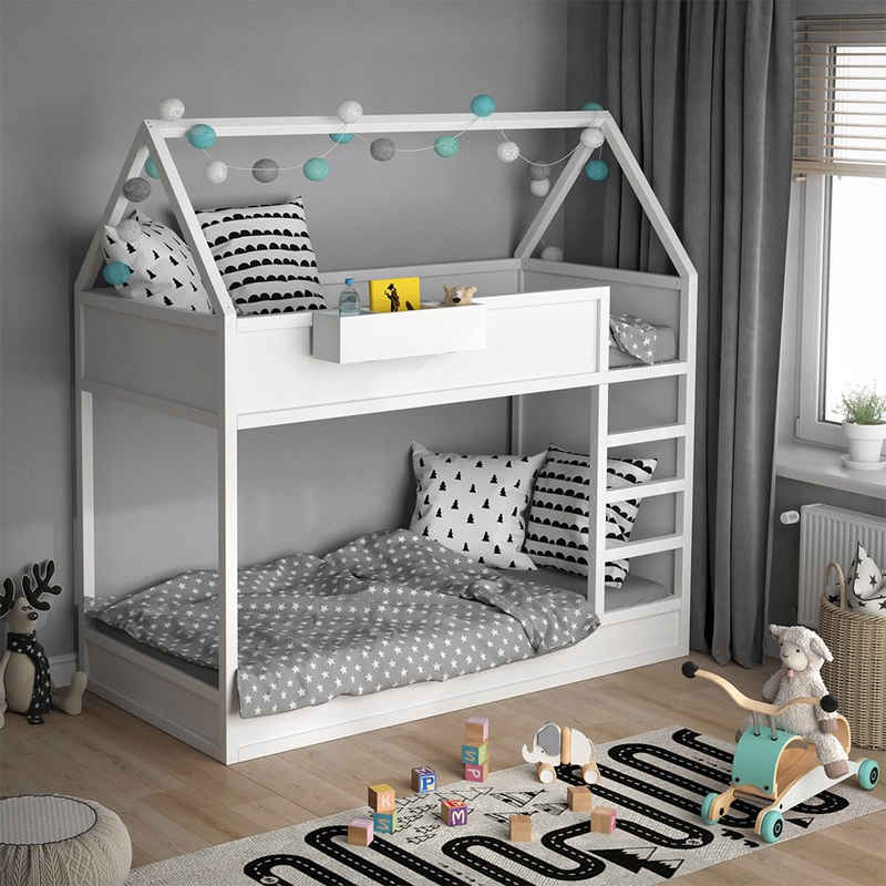 VitaliSpa® Regal Einhängeregal für Kinderbett Zubehör Ablage Weiß