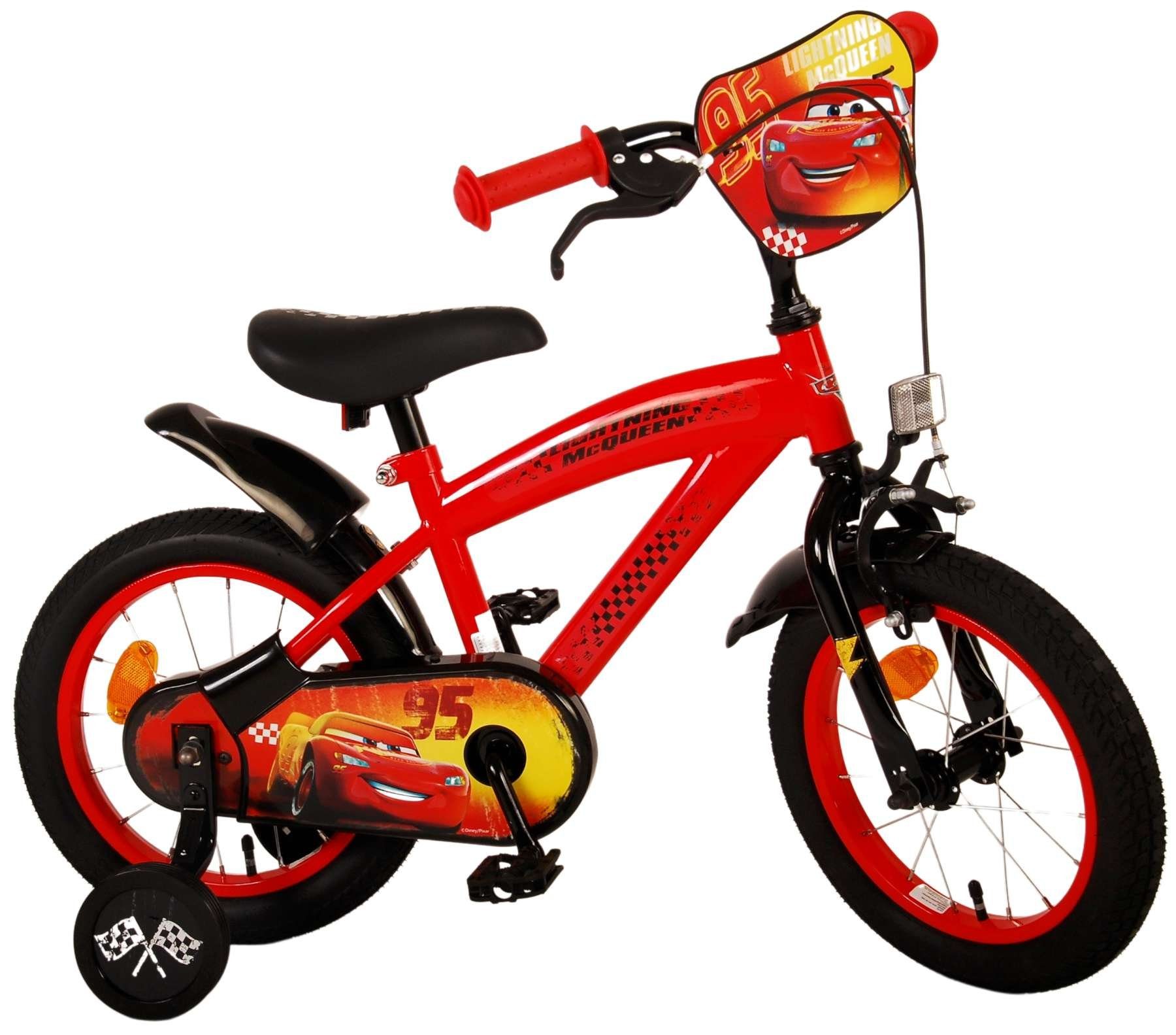 TPFSports Rot Rutschfeste Zoll Fahrrad Kinder 14 Disney 1 Stützrädern Fahrrad Cars Sicherheitsgriffe), (Jungs Zoll, mit Kinderfahrrad - 14 Gang, -