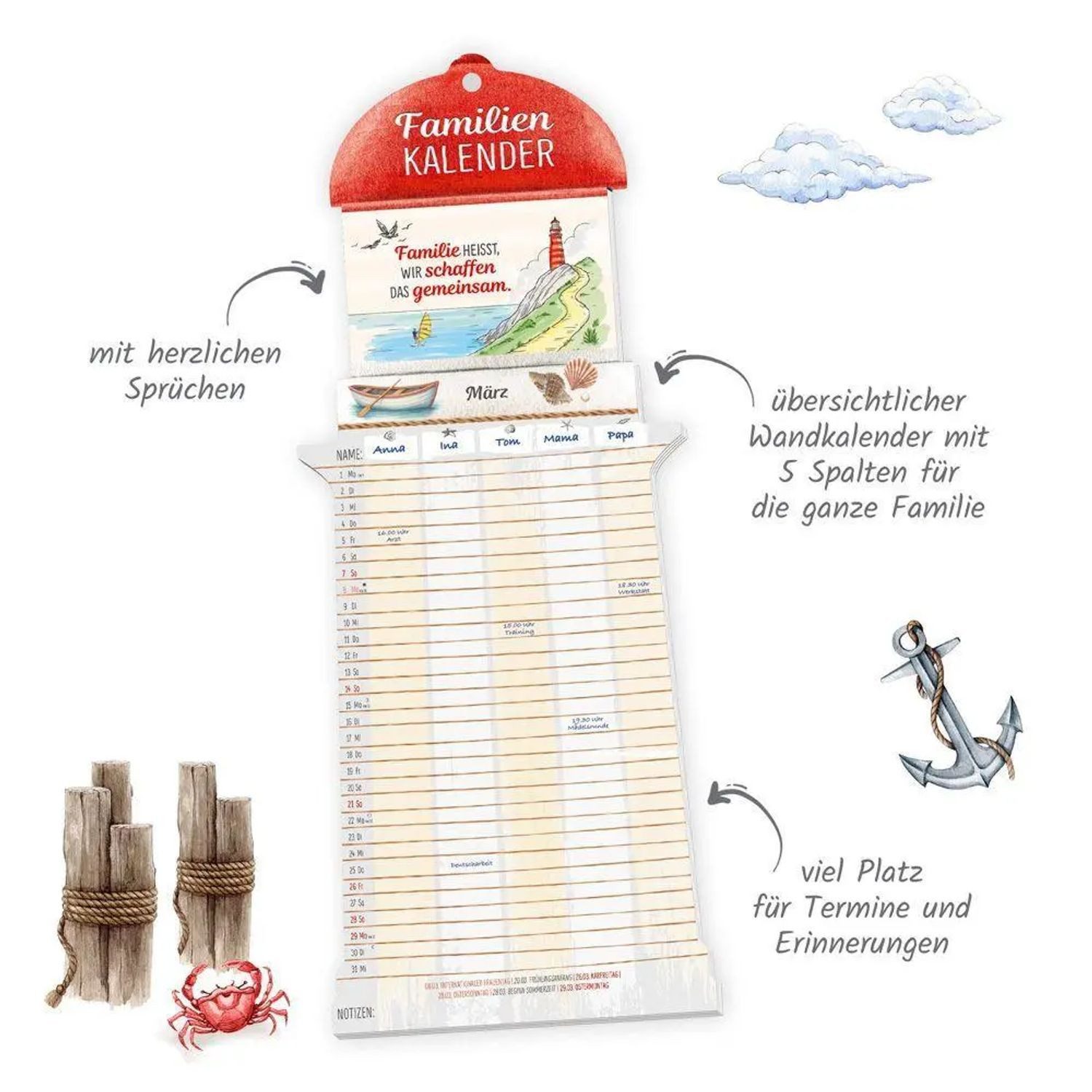 Trötsch Verlag Wandkalender TRÖTSCH - Formkalender Familienkalender Leuchtturm 2027