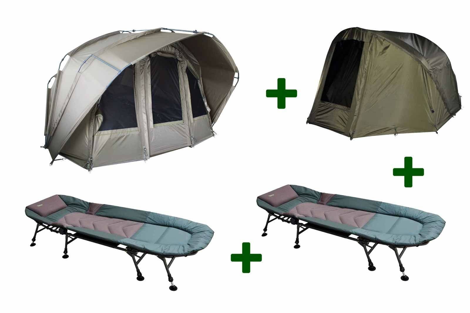 Angelzelt MK Fort Knox 2.0 Bivvy 2Man + 2 Bedchairs + Winterskin