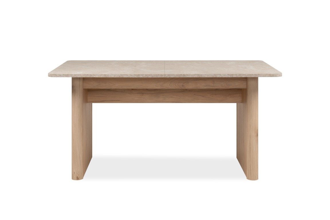 Finori Esstisch Esstisch Sai, Ausziehtisch, Sandstein / Jackson Hickory (No-Set), 160 cm, ausziehbar, Küchentisch, Tisch, Esszimmertisch