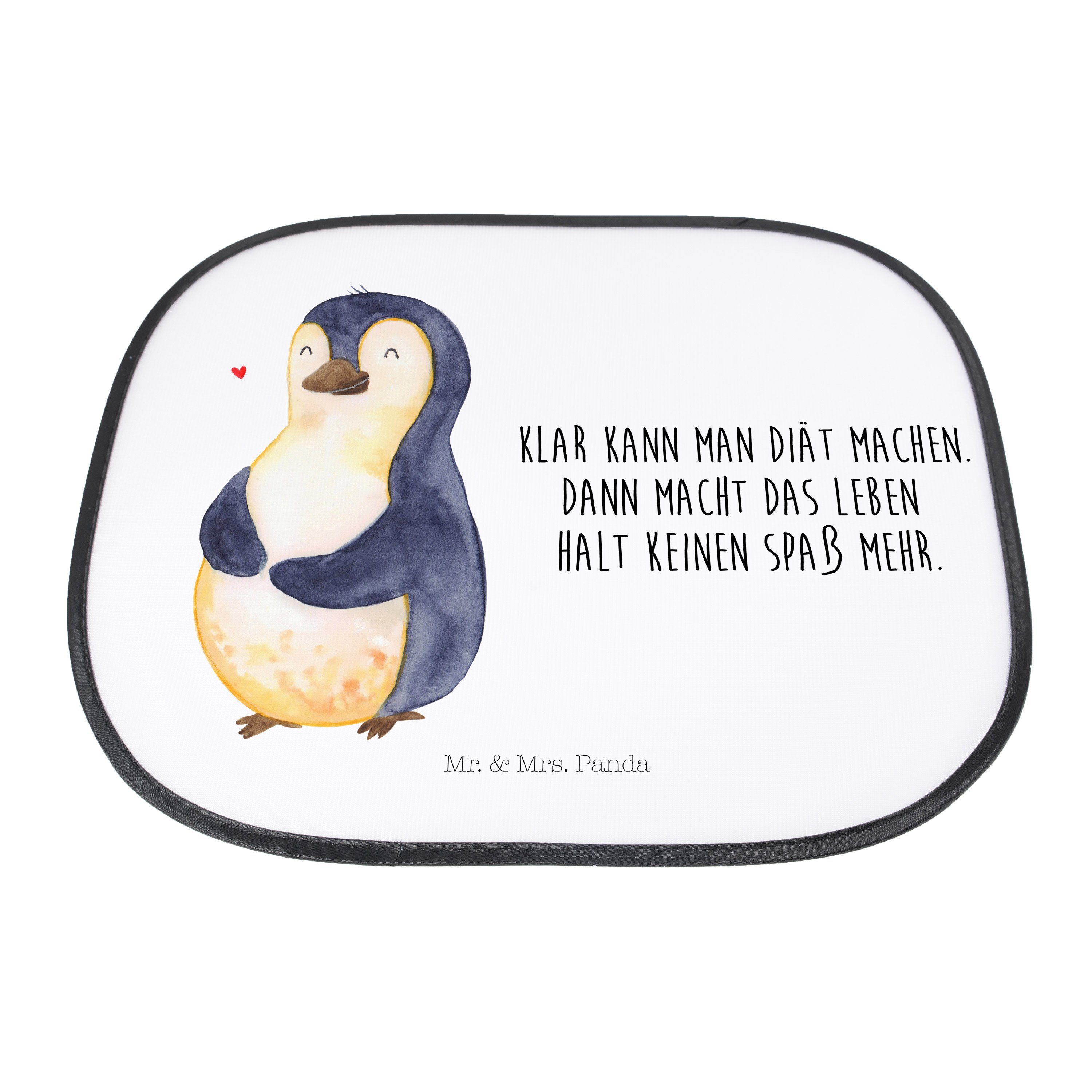 Sonnenschutz Pinguin Diät - Weiß - Geschenk, Sonnenschutzfolie, Auto Sonnenschutz, Mr. & Mrs. Panda, Seidenmatt | Fensterfolien