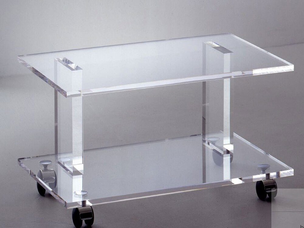 Design Objekte Rollcontainer Acryl TV-Möbel rollbar puristisch, Kratzfestes Acryl mit hohem Makrolon-Anteil