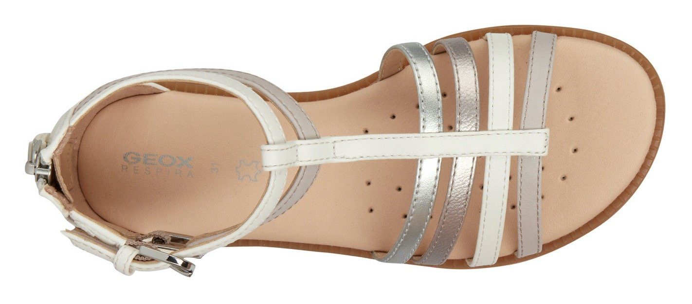 Geox KARLY J Riemchen weiß-taupe-metallic GIRL auffälligen mit SANDAL Riemchensandale