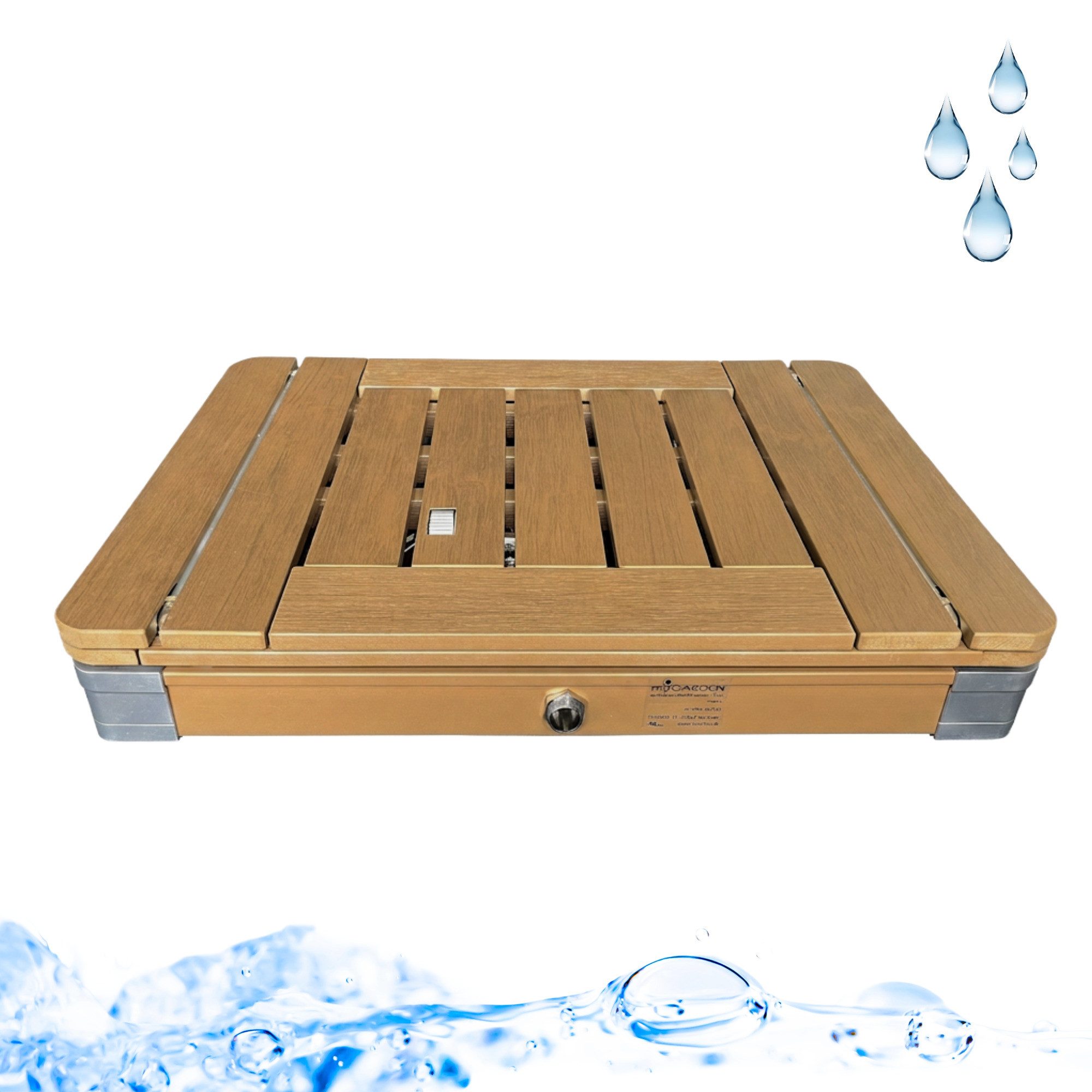 @tec Gartendusche Outdoor Dusche aus massivem WPC mit Start-Stop-Funktion, Pool-Dusche, Sauna-Dusche, Aussendusche mit Bodenplatte