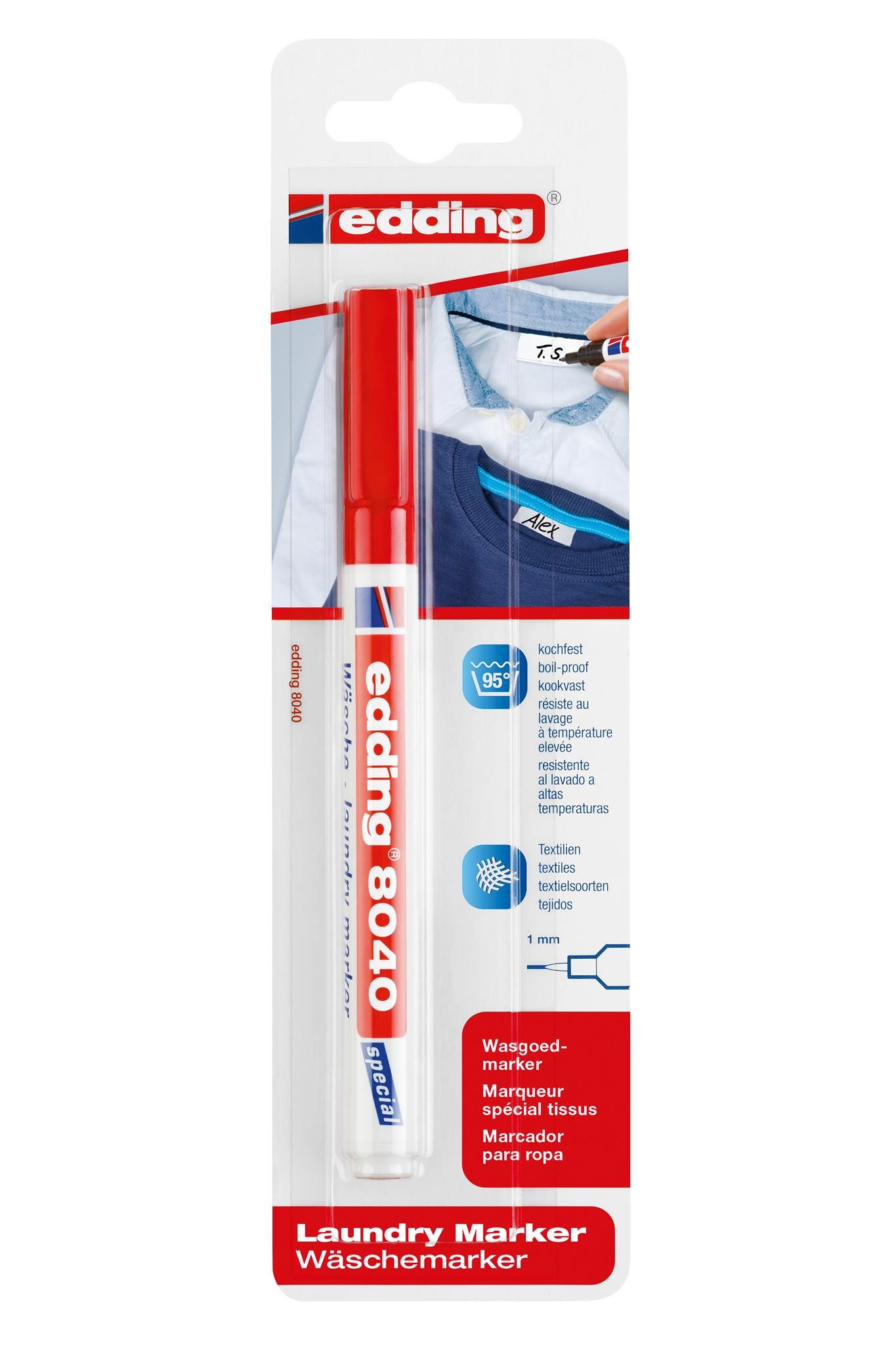 Marker Edding Wäschemarker 8040 Blister rot Organisieren und Beschriften