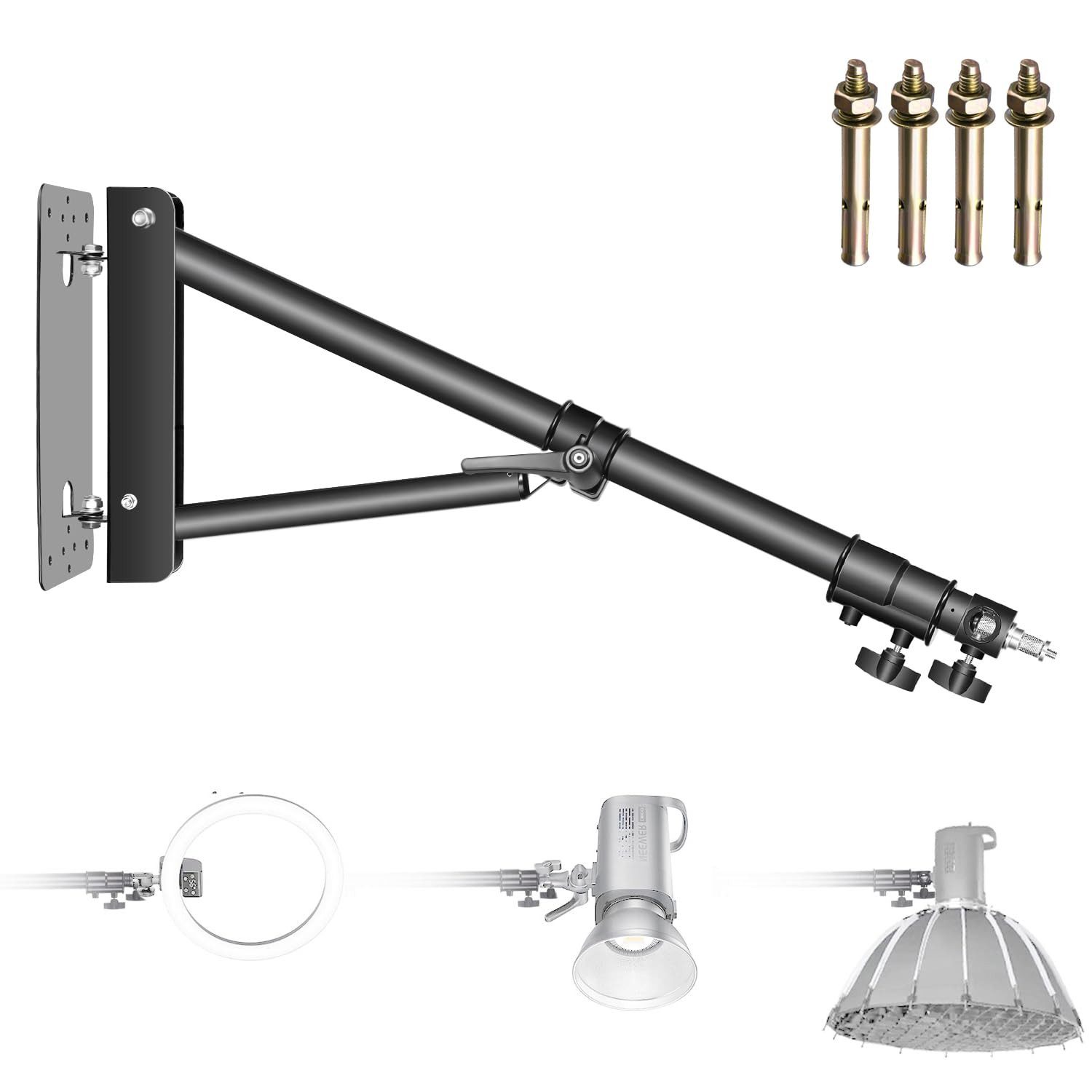 ST-WM180 Wandmontage Boom Arm 180cm, 180° Rotation, für Studiolicht Galgenstativ