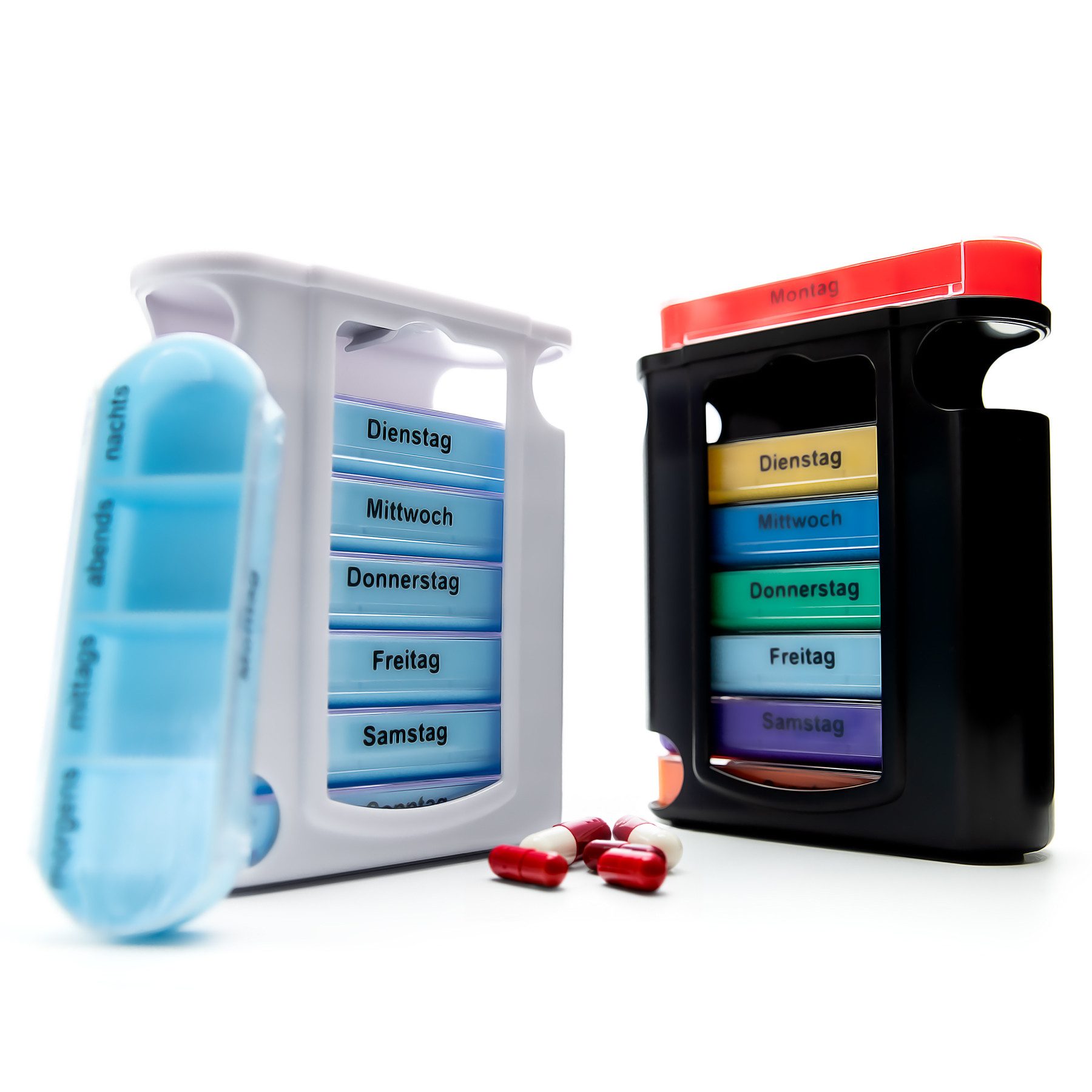 Pillendose 2er Mix Set Tablettenbox 7 Tage Morgens, Mittags, Abends & Nachts
