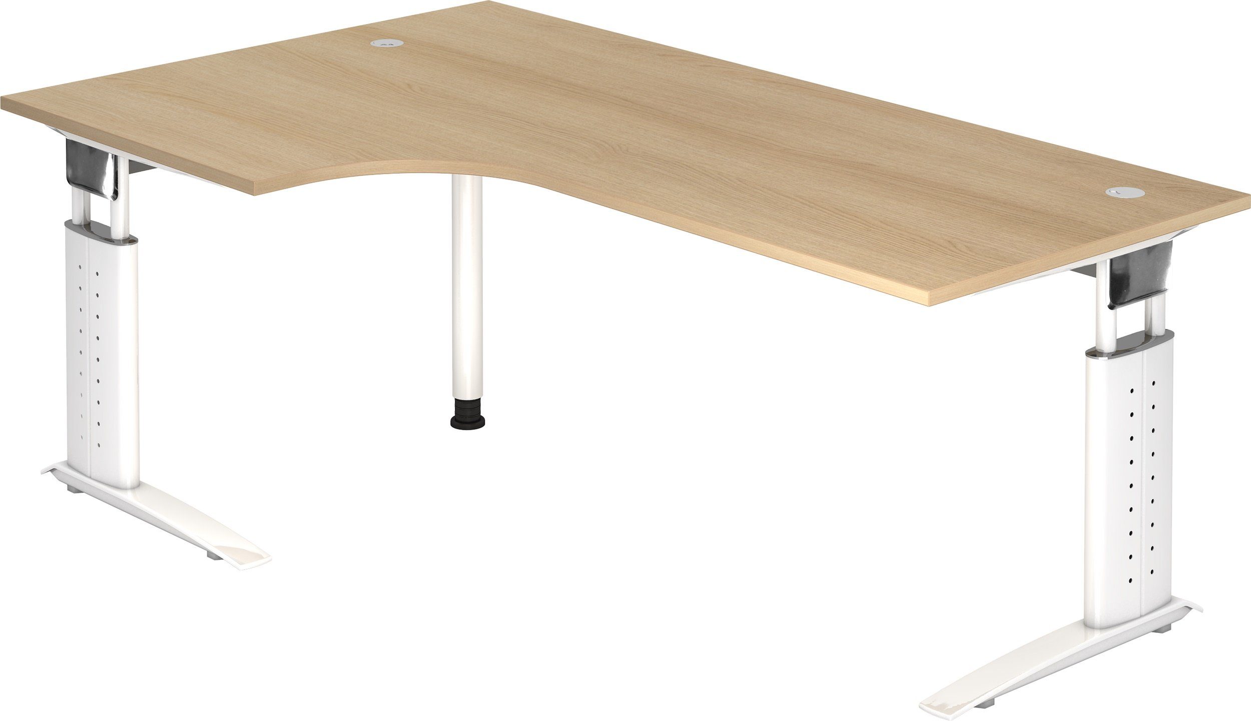 bümö Schreibtisch Schreibtisch Serie-U, Eckform: 200 x 120 cm - Dekor: Eiche - Gestell: Weiß