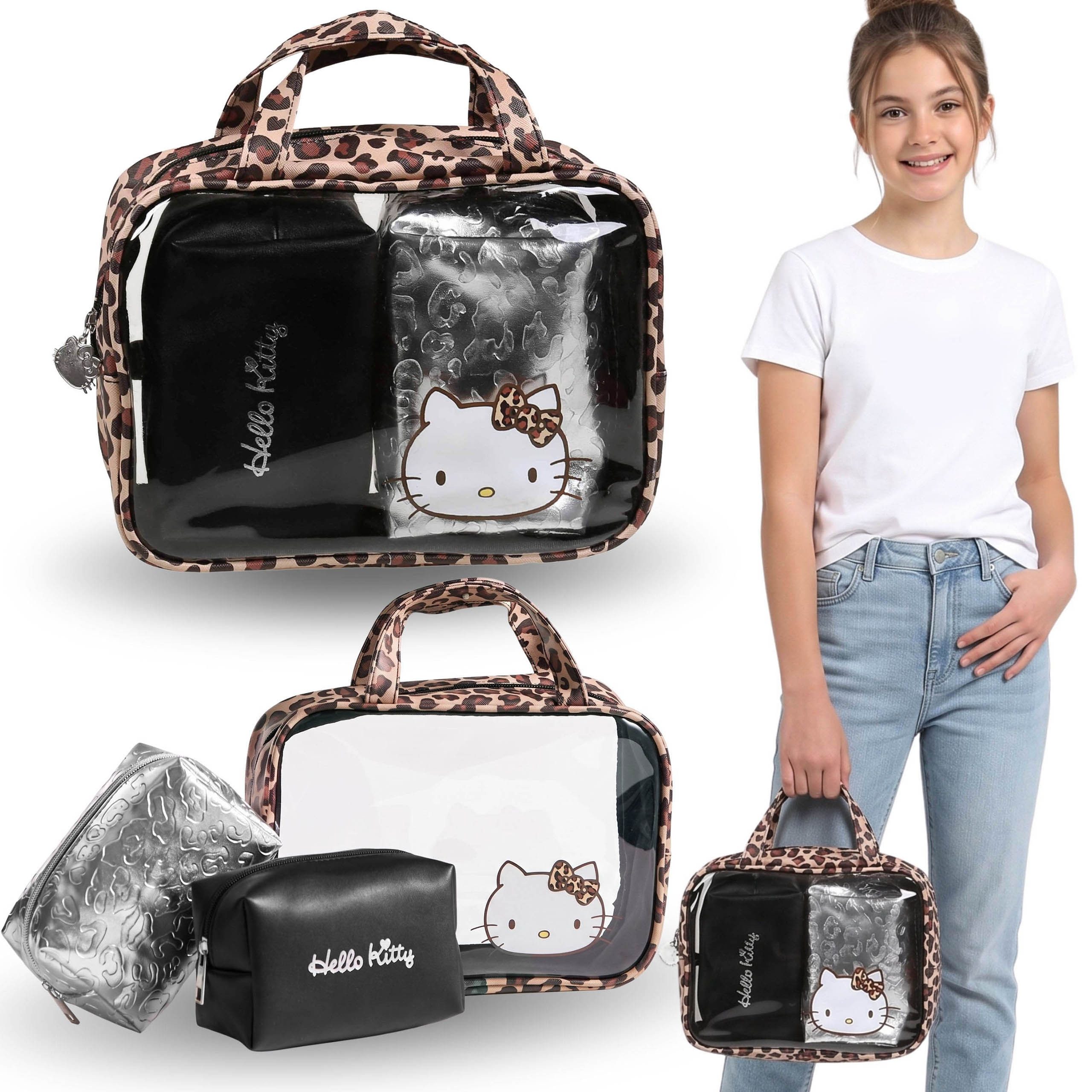 Sarcia.eu Kosmetiktasche Hello Kitty 3ER-SET Reisetaschen mit Leopardenmuster, 3 Größen