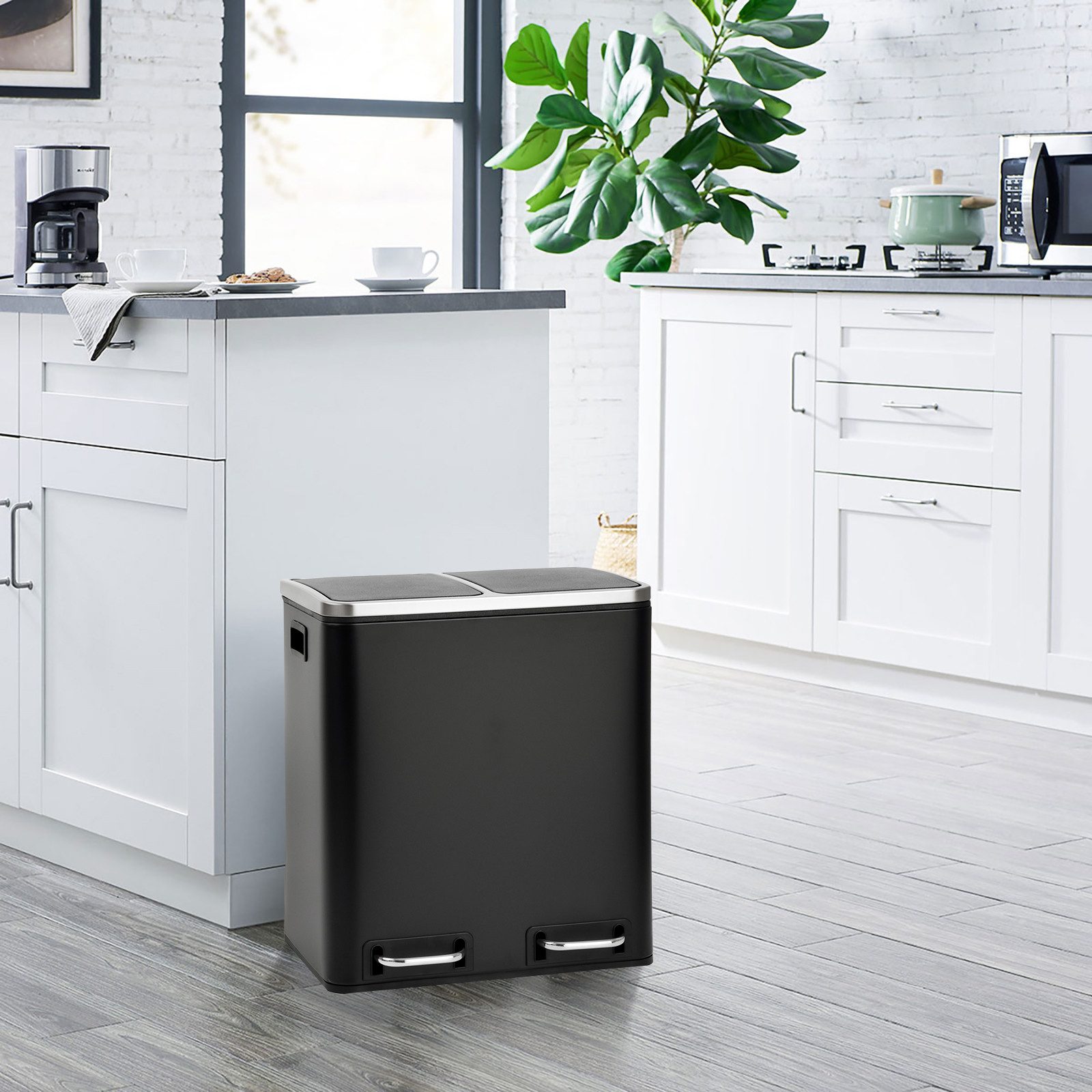 SVITA Mülltrennsystem, Tretmülleimer 2x 15L Schwarz