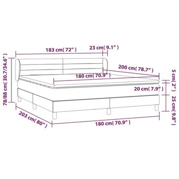 vidaXL Bettgestell Boxspringbett mit Matratze Creme 180x200 cm Stoff Bett Bettgestell