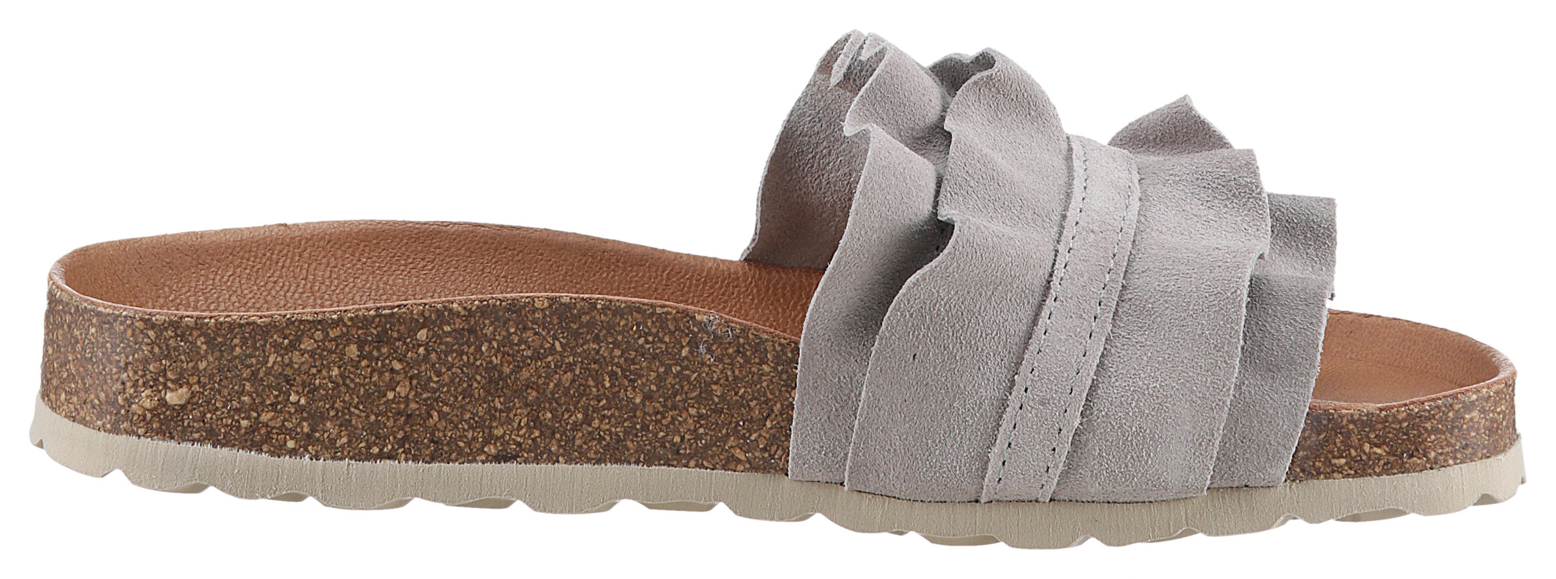 VERBENAS Rocio Roda Pantolette Sommerschuh, Flat mit geschwungenen Laschenstoff